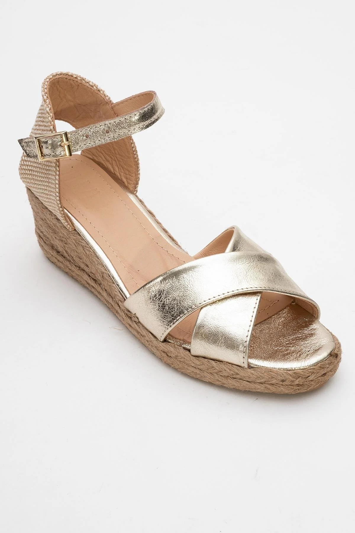 Miria - Gold Leather Platform Espadrille (Women) - Image 3