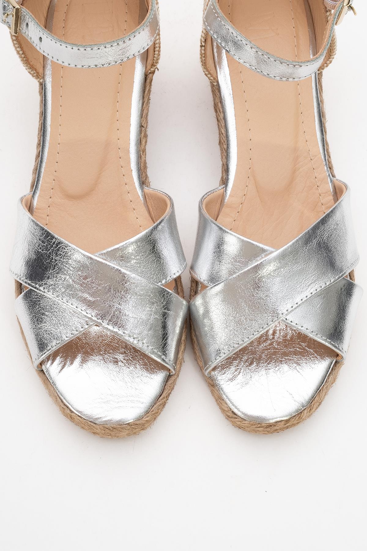 Miria - Silver Leather Platform Espadrille (Women) - Image 2