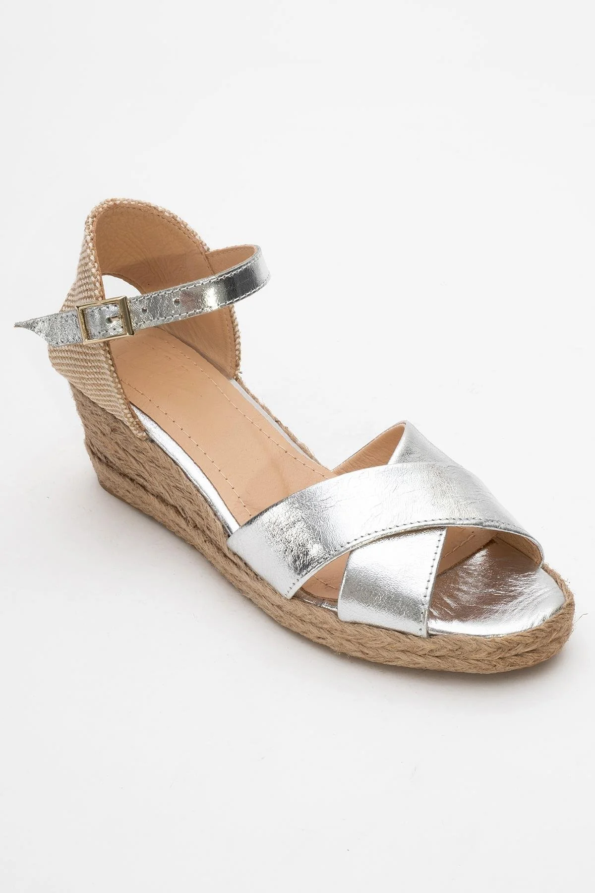 Miria - Silver Leather Platform Espadrille (Women) - Image 3