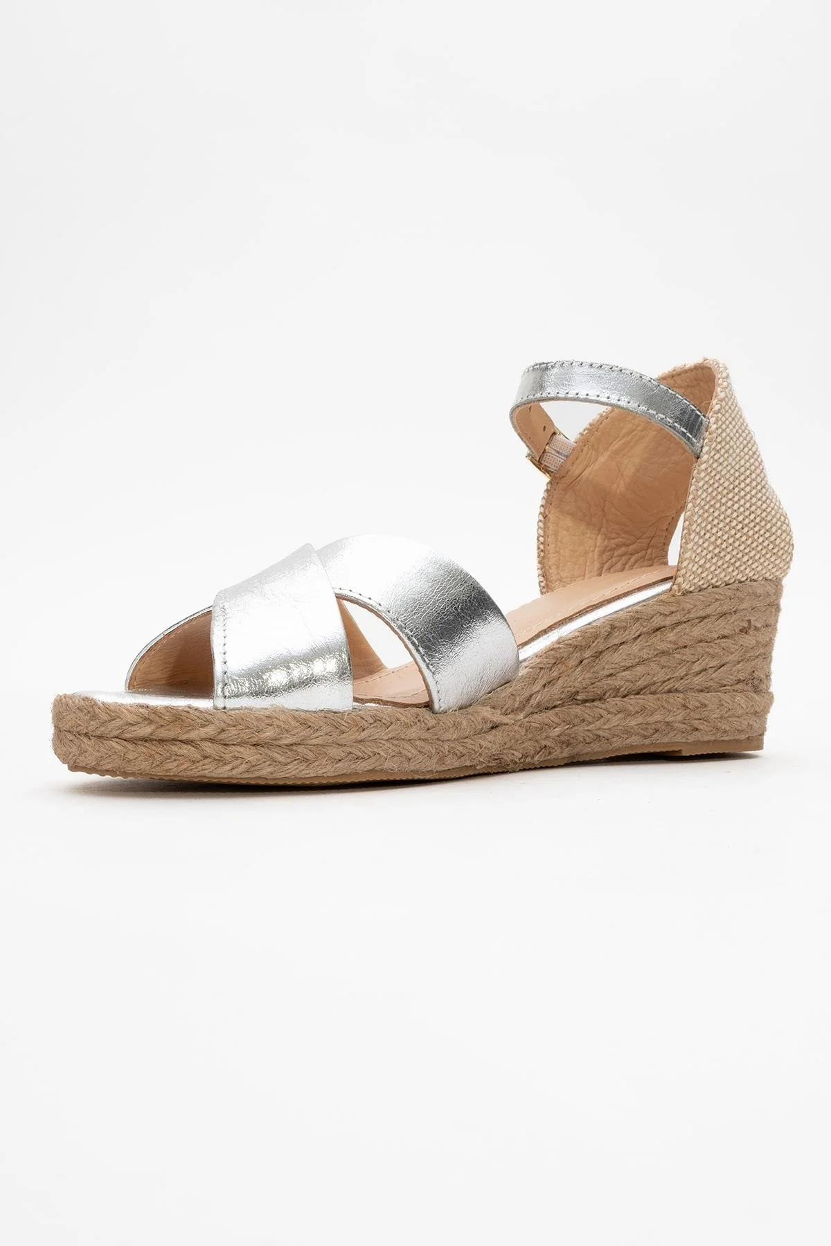 Miria - Silver Leather Platform Espadrille (Women) - Image 4