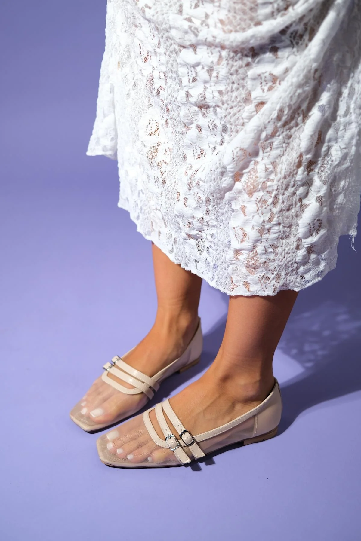 Ashley - Beige Mesh Ballet Flat (Women) - Image 6