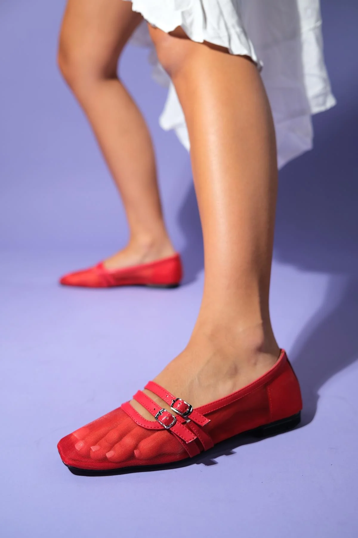 Ashley - Red Mesh Ballet Flat (Women) - Image 2