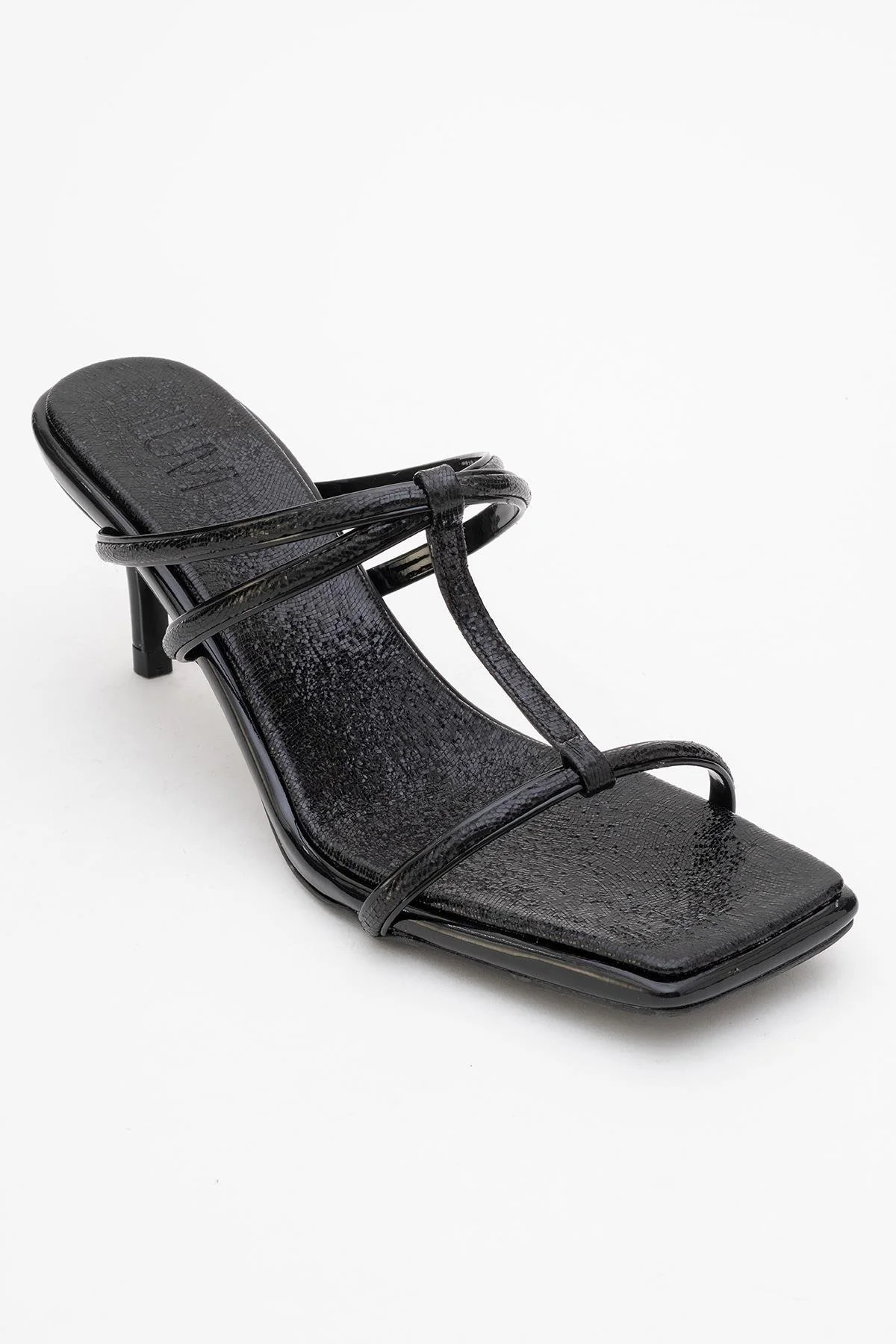 Mocha Black Pattern Square‑Toe Thin‑Strap Heel Sandal (Women) - Image 3