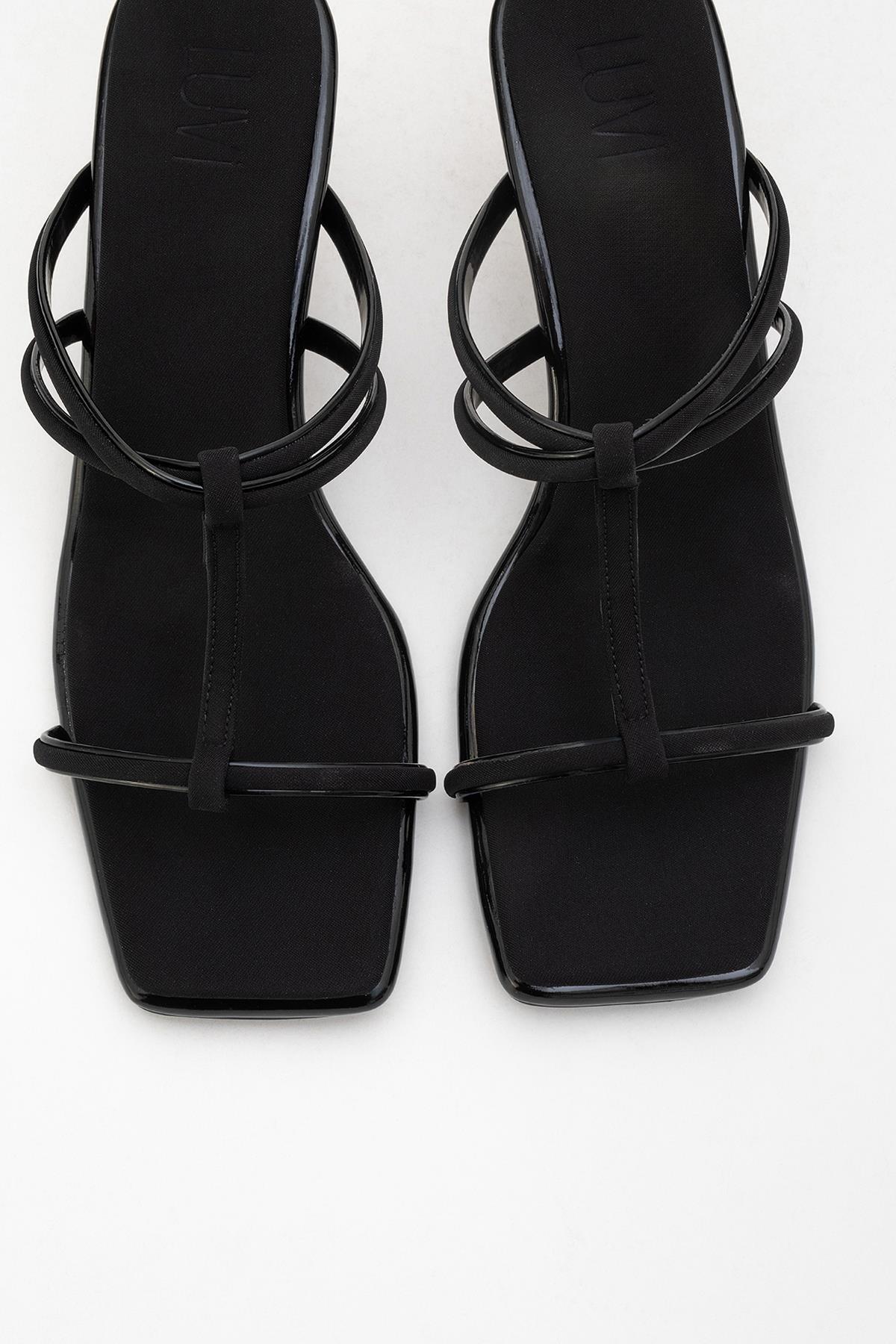 Mocha Black Square‑Toe Thin‑Strap Heel Sandal (Women) - Image 2