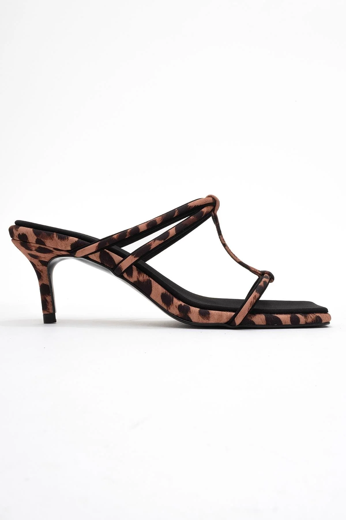 Mocha - Black/Yellow Printed Square-Toe Thin-Strap Heeled Mule (Women) - Image 6
