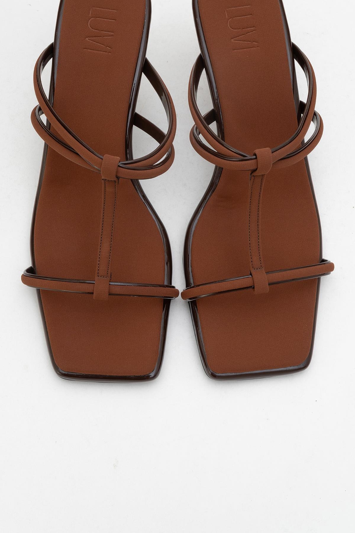 Mocha Brown Square‑Toe Thin‑Strap Heel Sandal (Women) - Image 2