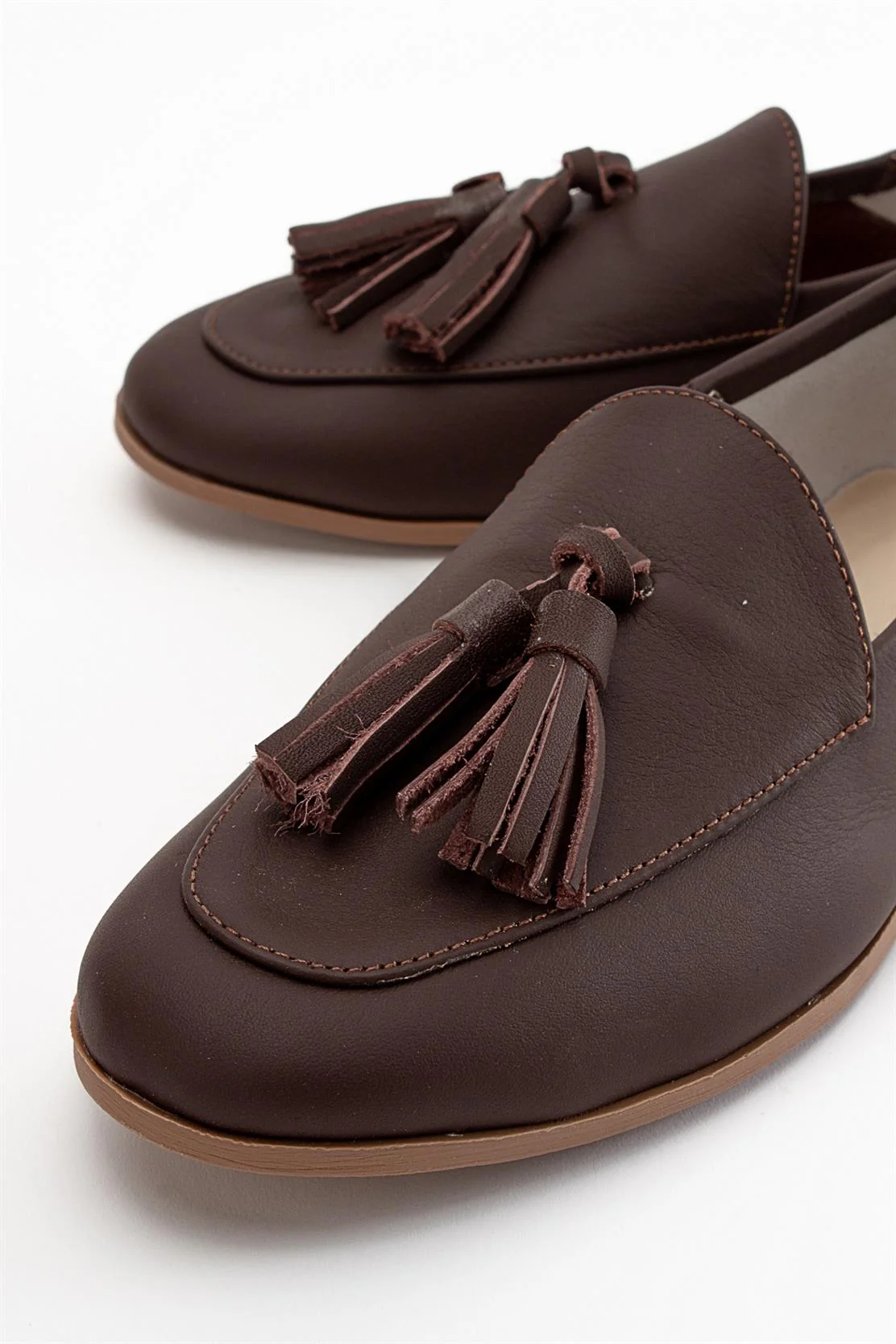 Mona - Brown Soft Leather Tassel Loafers (Women) - Image 5