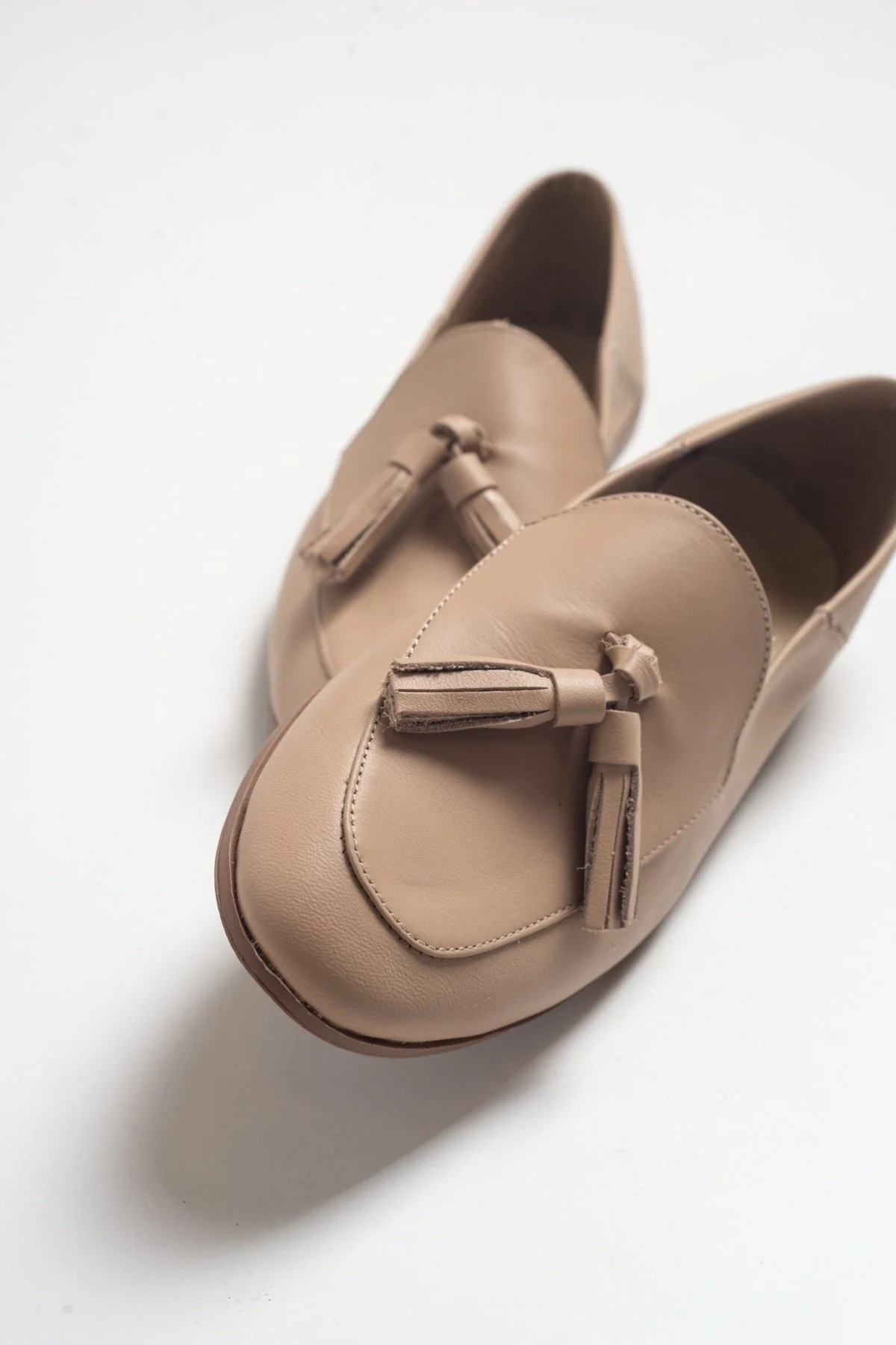 Mona - Cream Beige Soft Leather Tassel Loafers (Women) - Image 2