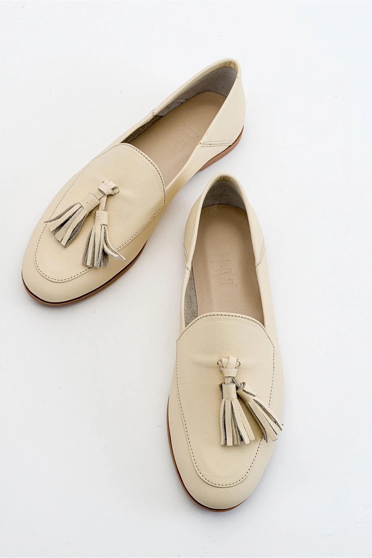 Mona - Light Beige Soft Leather Tassel Loafers (Women) - Image 4