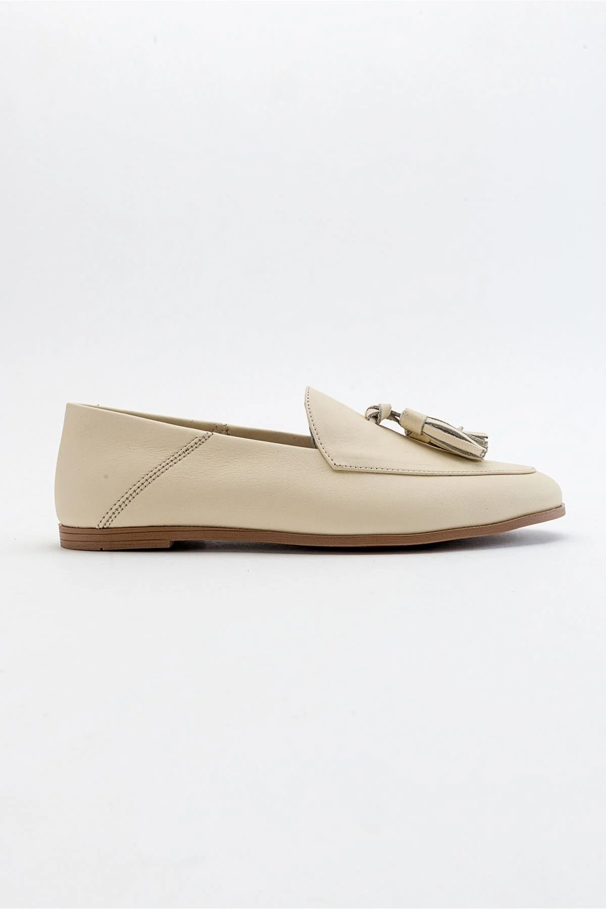 Mona - Light Beige Soft Leather Tassel Loafers (Women) - Image 6