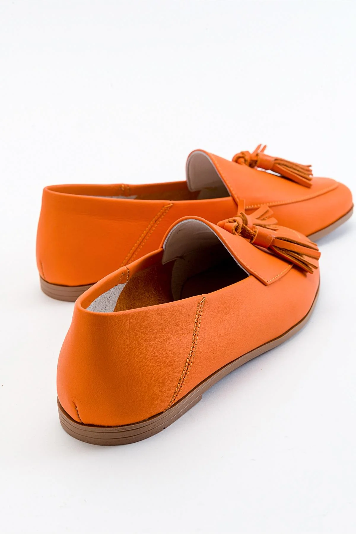 Mona - Neon Orange Soft Leather Tassel Loafers (Women) - Image 3