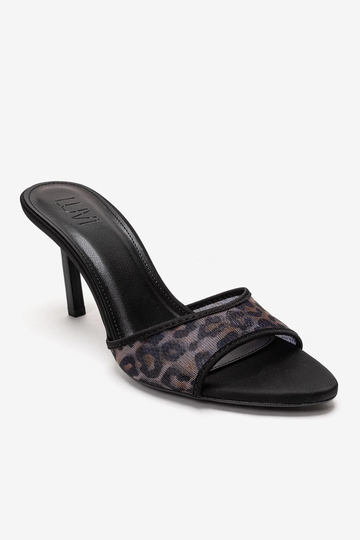 MONROE - Black Patterned Mesh Heeled Mule (Women) - Image 3