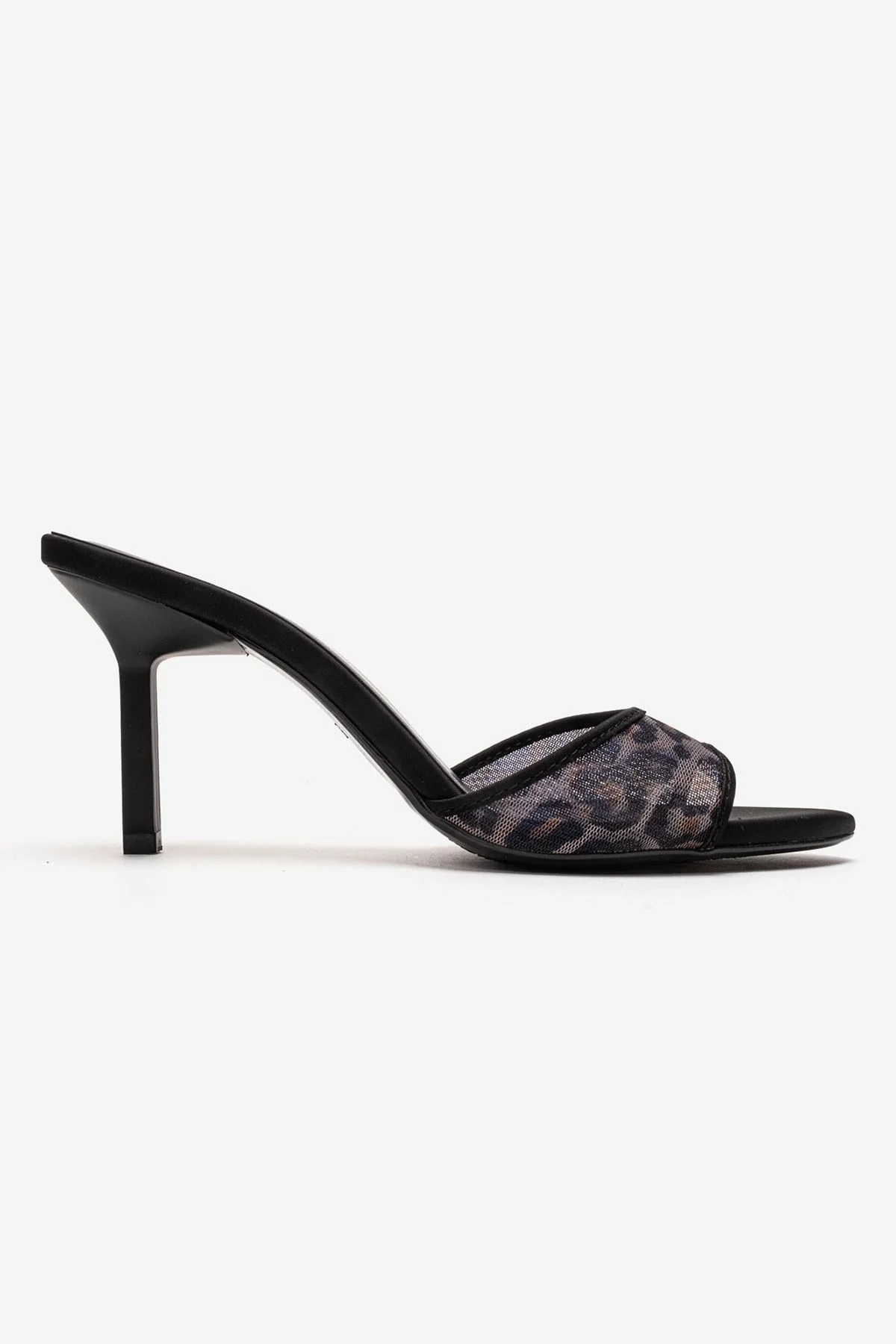 MONROE - Black Patterned Mesh Heeled Mule (Women) - Image 4
