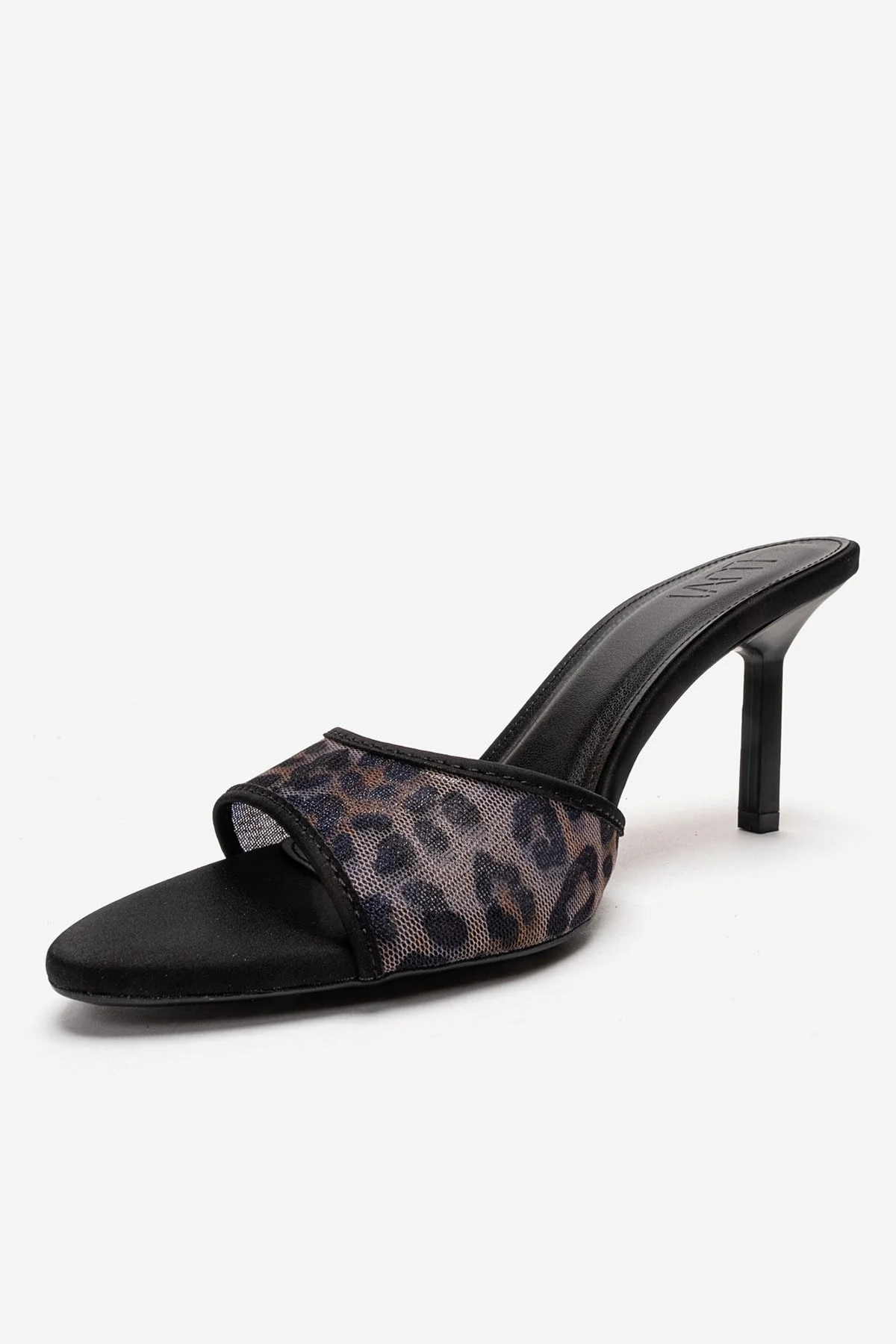 MONROE - Black Patterned Mesh Heeled Mule (Women) - Image 6