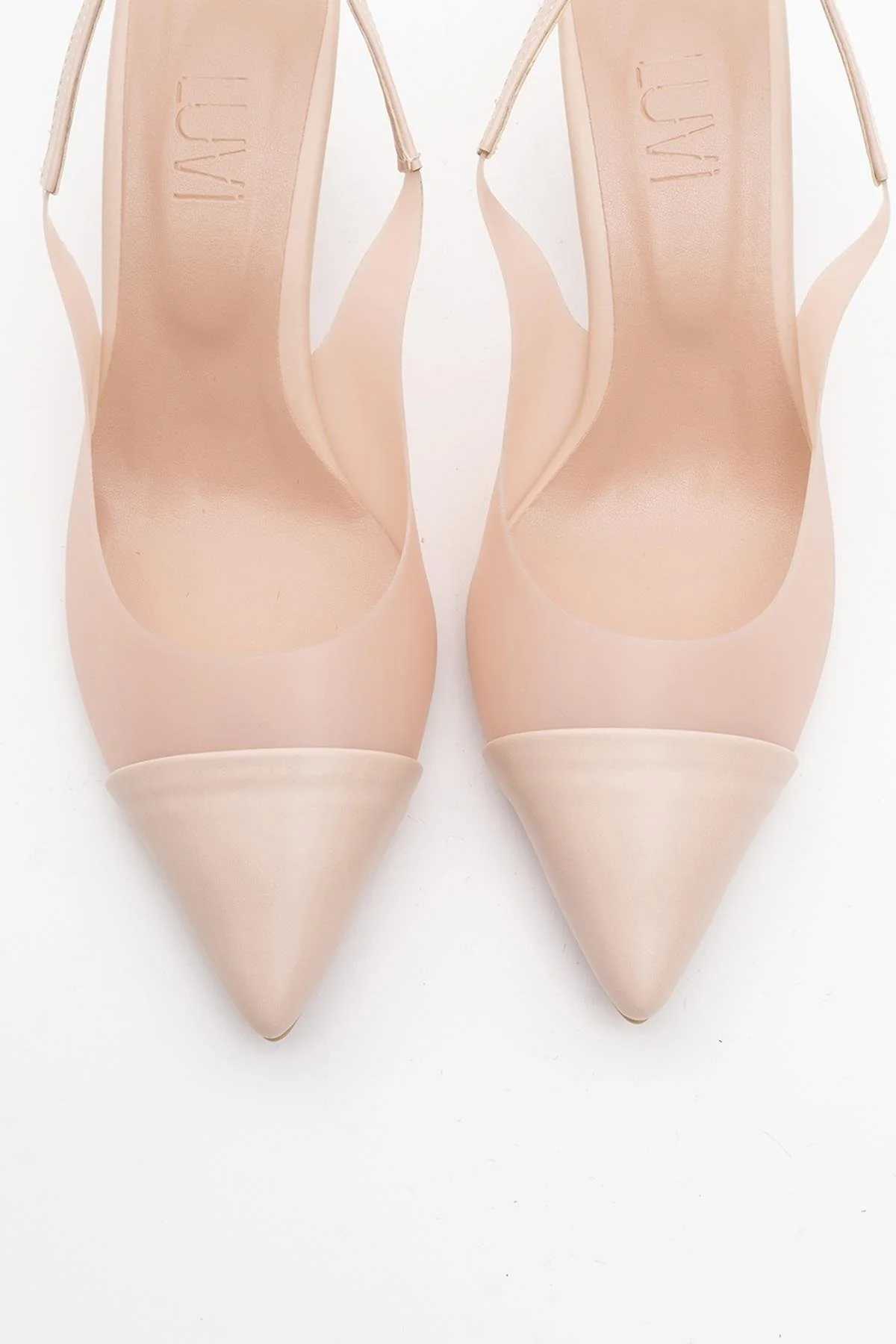 Moore - Beige Transparent Back Pointed Toe High Heel (Women) - Image 2