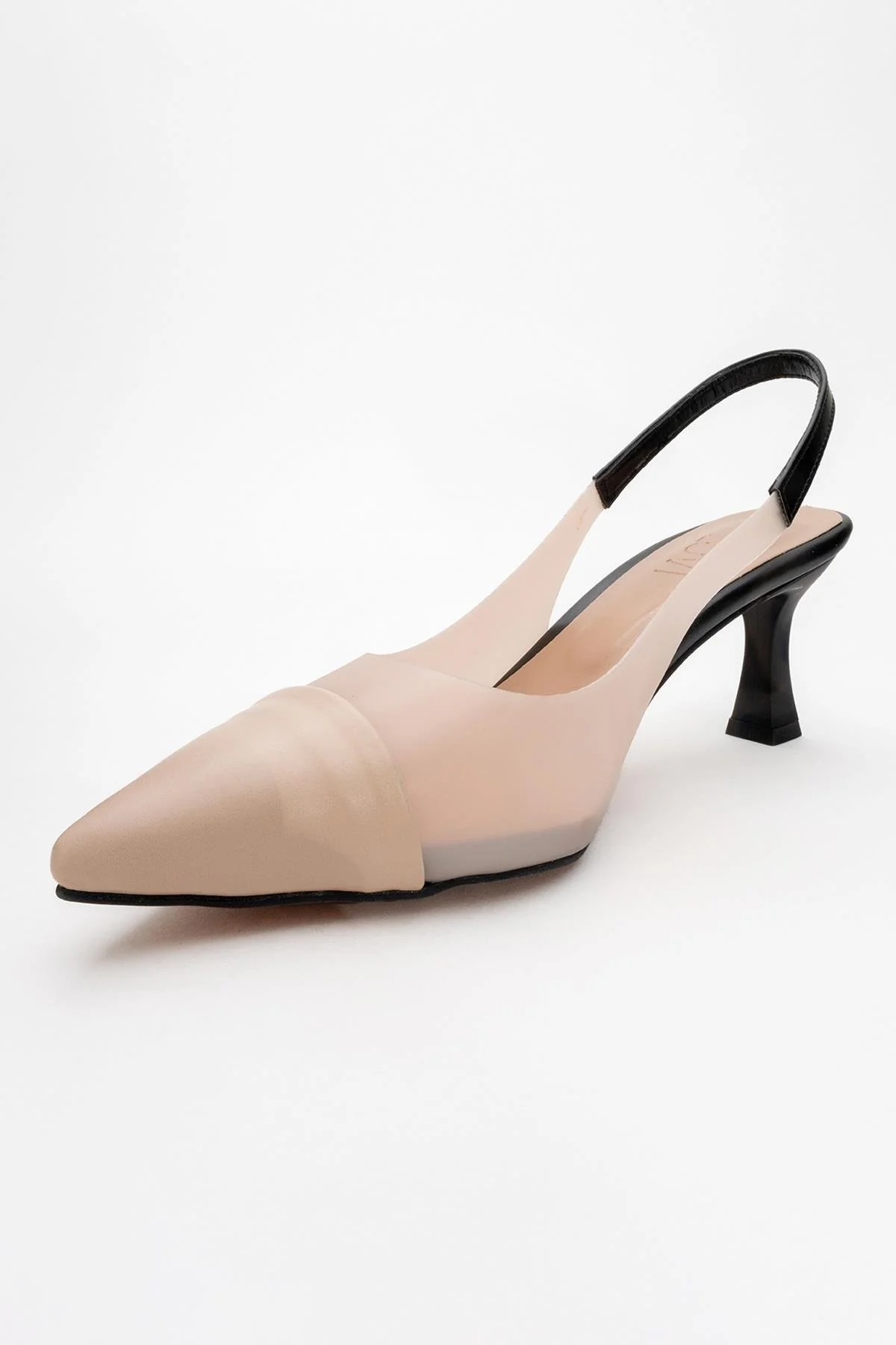 Moore - Nude/Black Transparent Open-Back Pointed Toe High Heel (Women) - Image 3