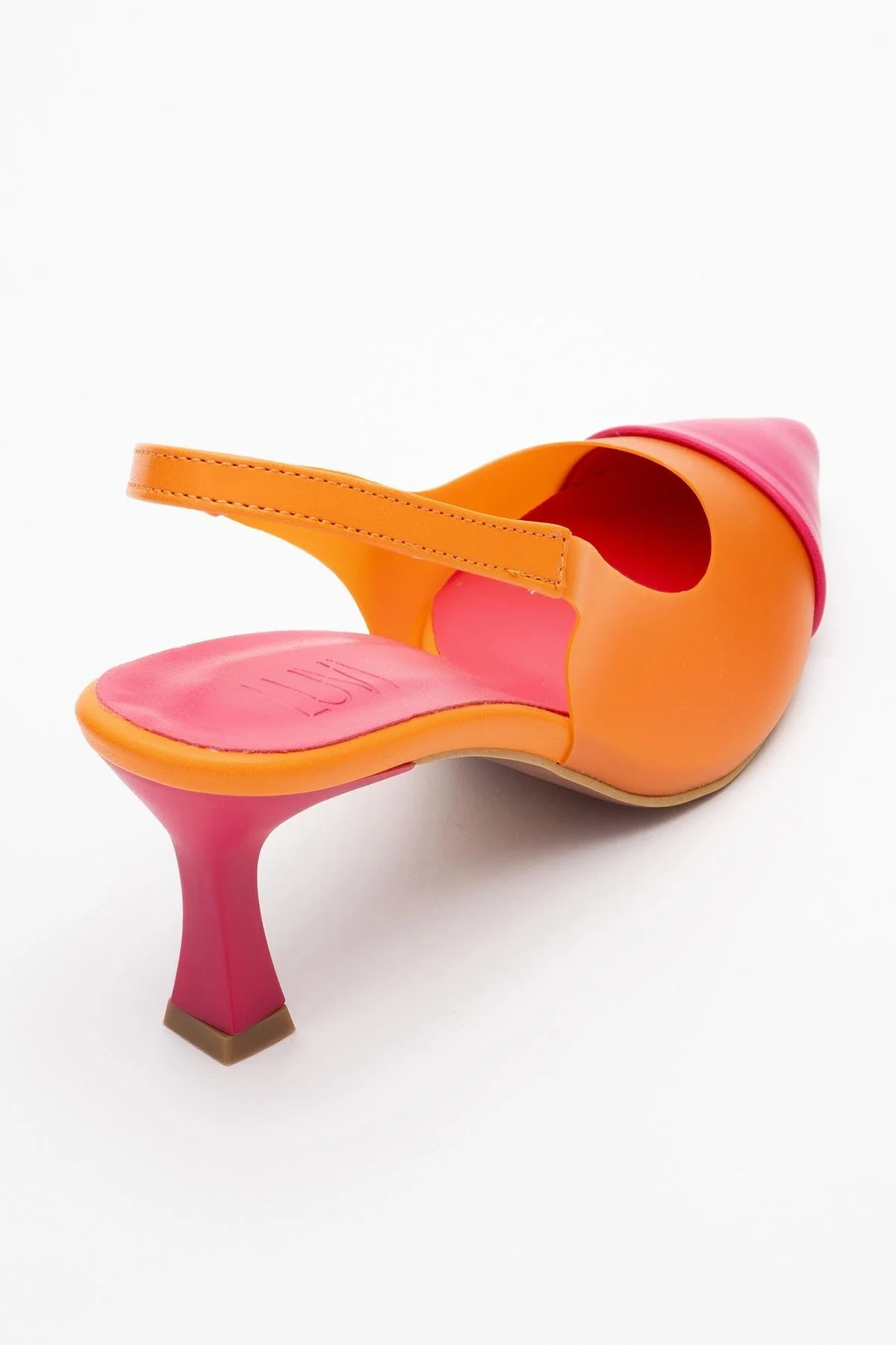 Moore - Orange-Fuchsia Transparent Open Back Pointed Toe Pump (Women) - Image 4