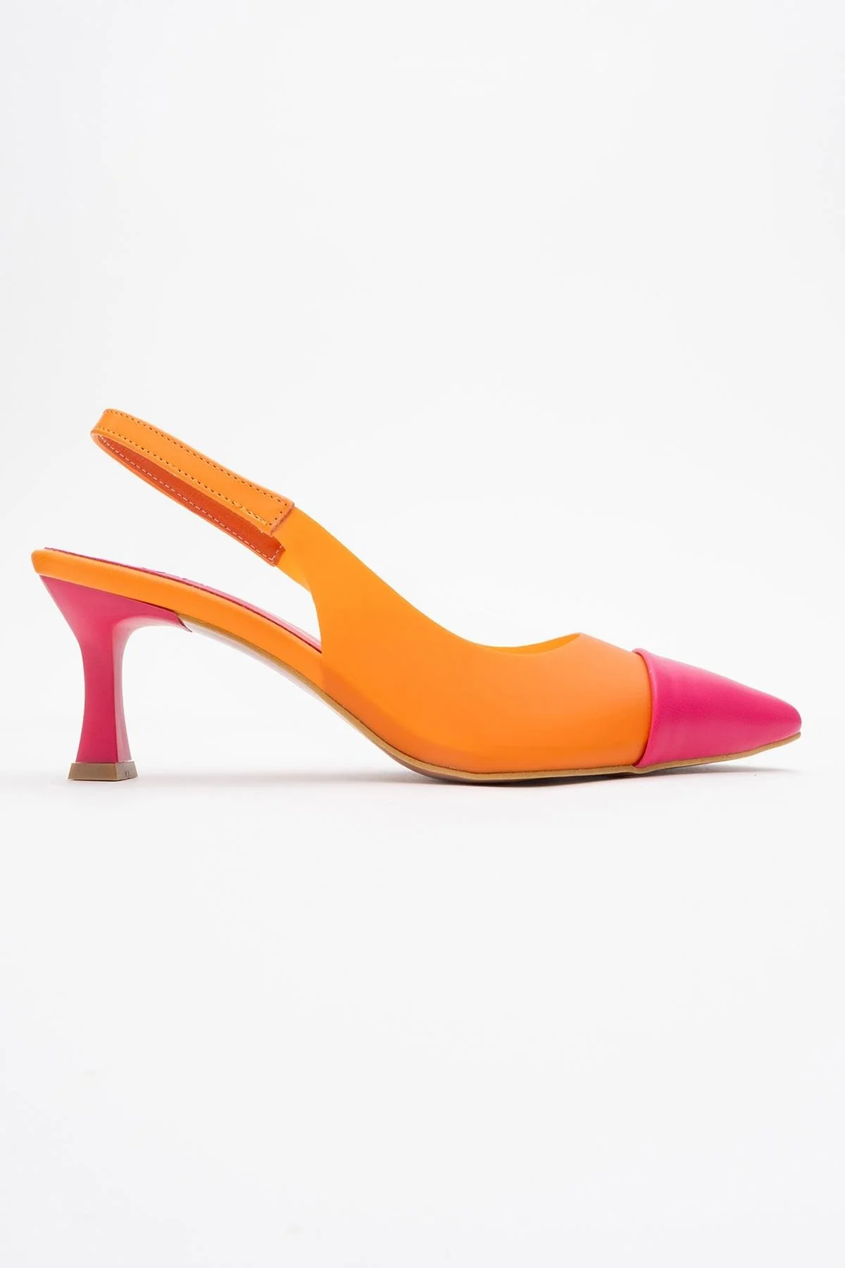 Moore - Orange-Fuchsia Transparent Open Back Pointed Toe Pump (Women) - Image 5