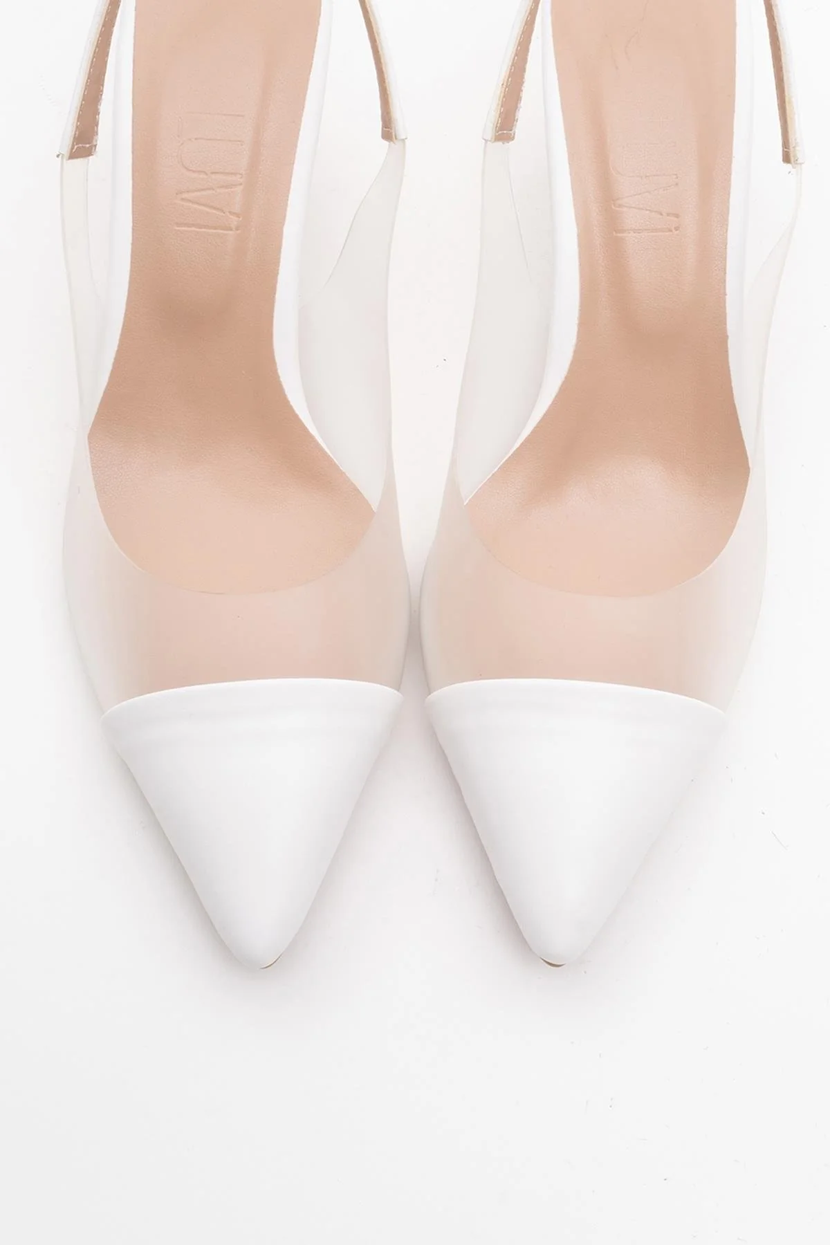 Moore - White Transparent Open Back Pointed Toe High Heel Shoe (Women) - Image 2