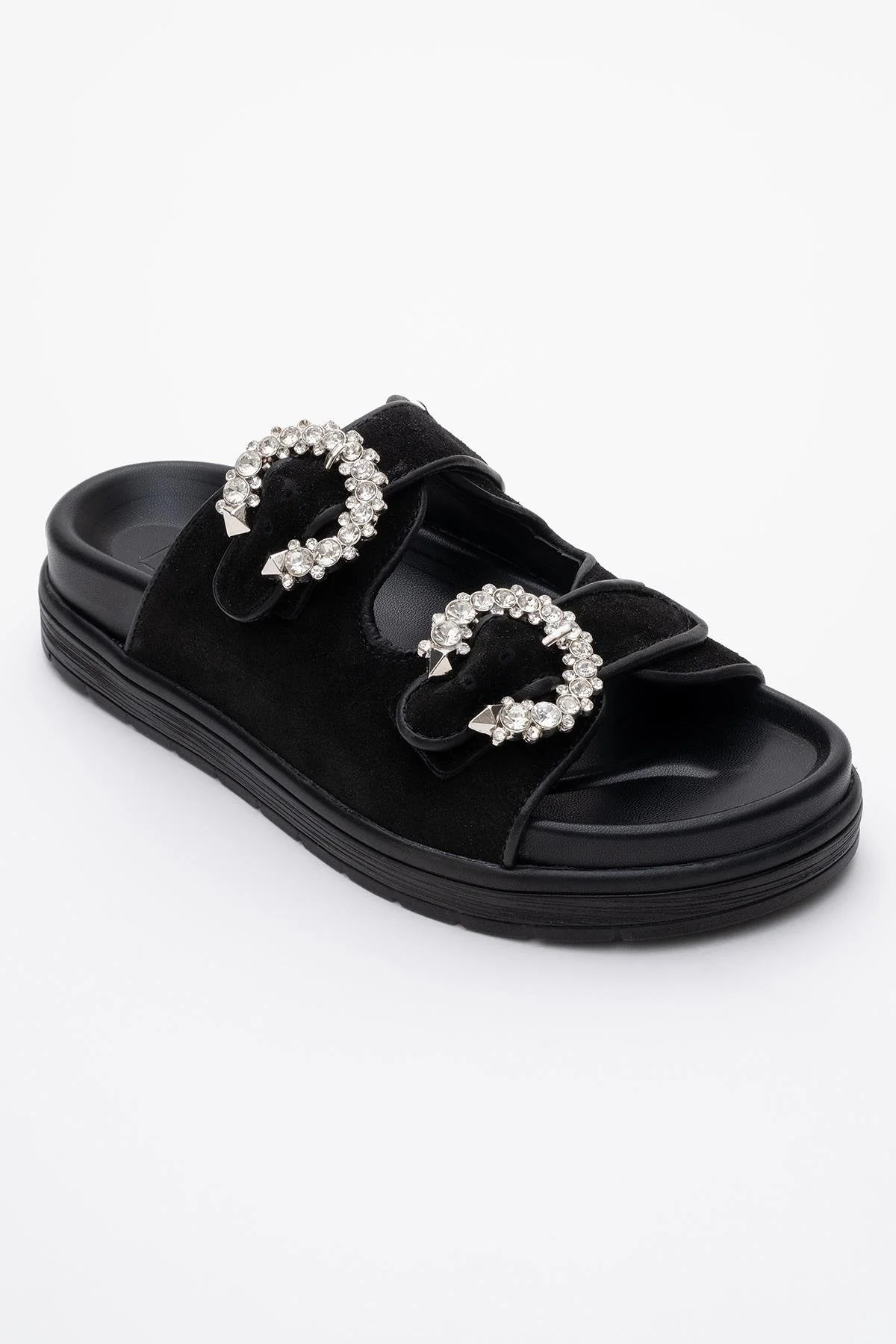 Morelia - Black Suede Leather Slide Sandal (Women) - Image 3