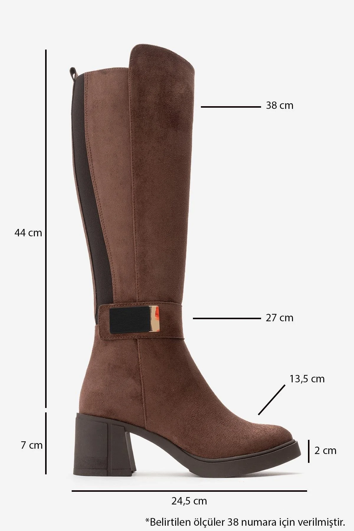 MORENİ - Brown Genuine Leather Knee-High Block Heel Boot (Women) - Image 5