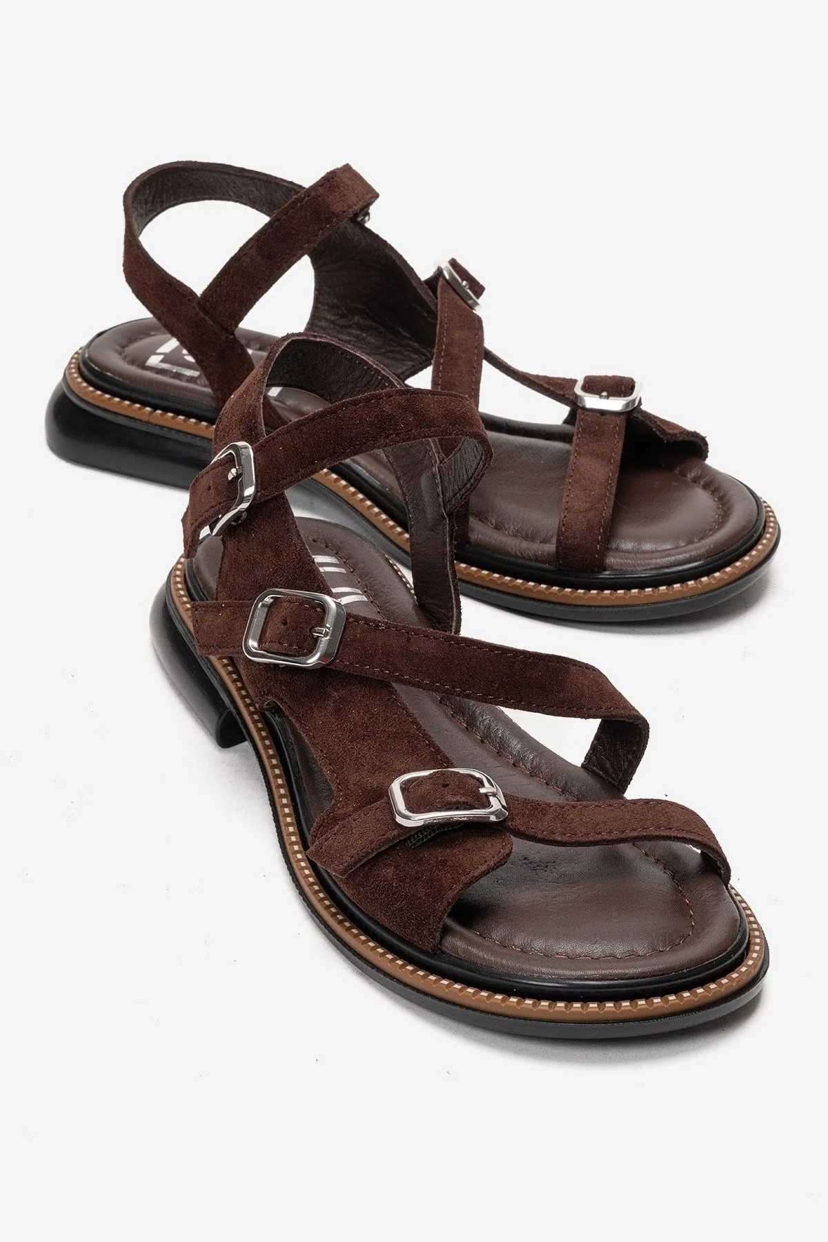 MOREZ - Brown Genuine Leather Suede Slingback Sandal (Women)