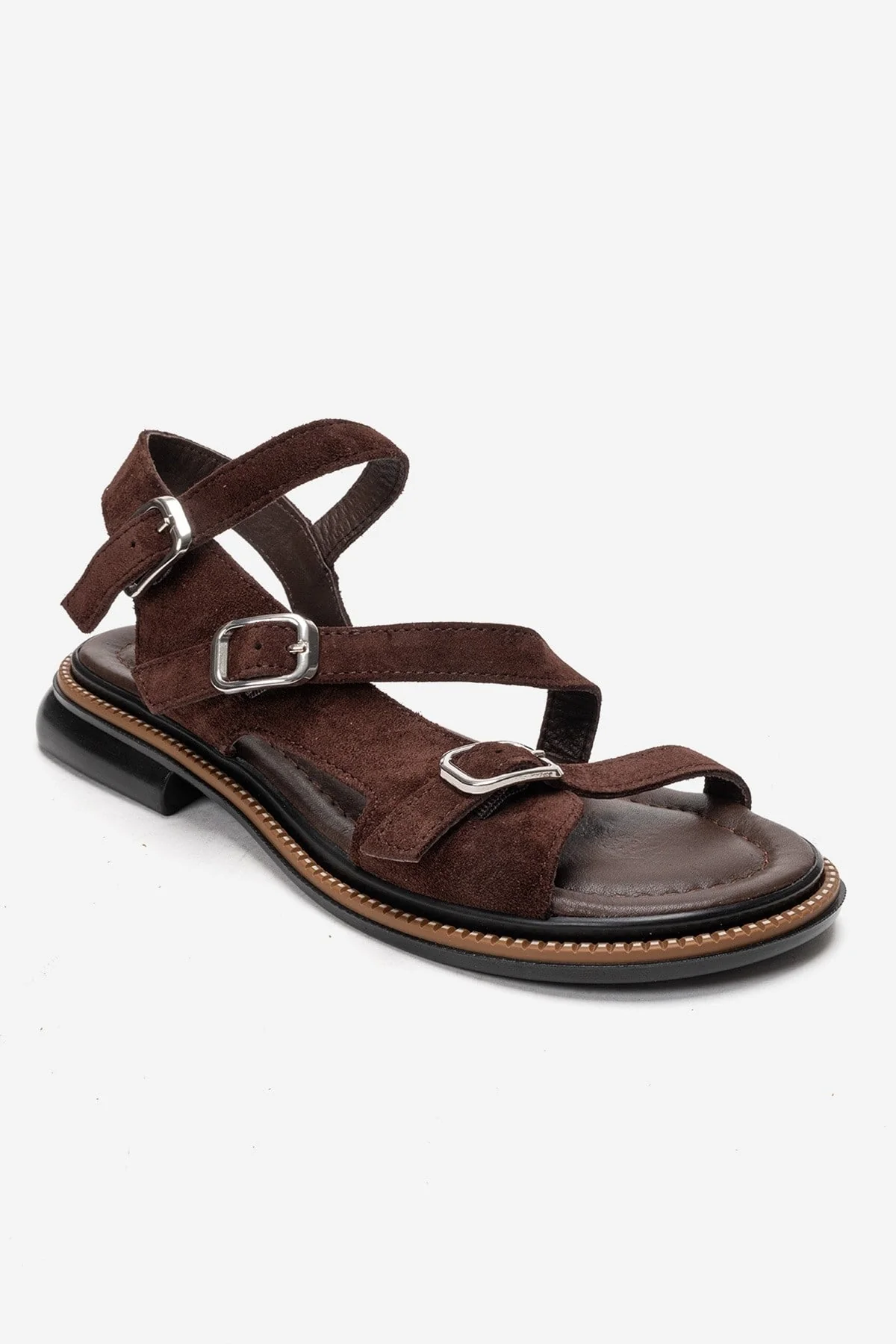 MOREZ - Brown Genuine Leather Suede Slingback Sandal (Women) - Image 3