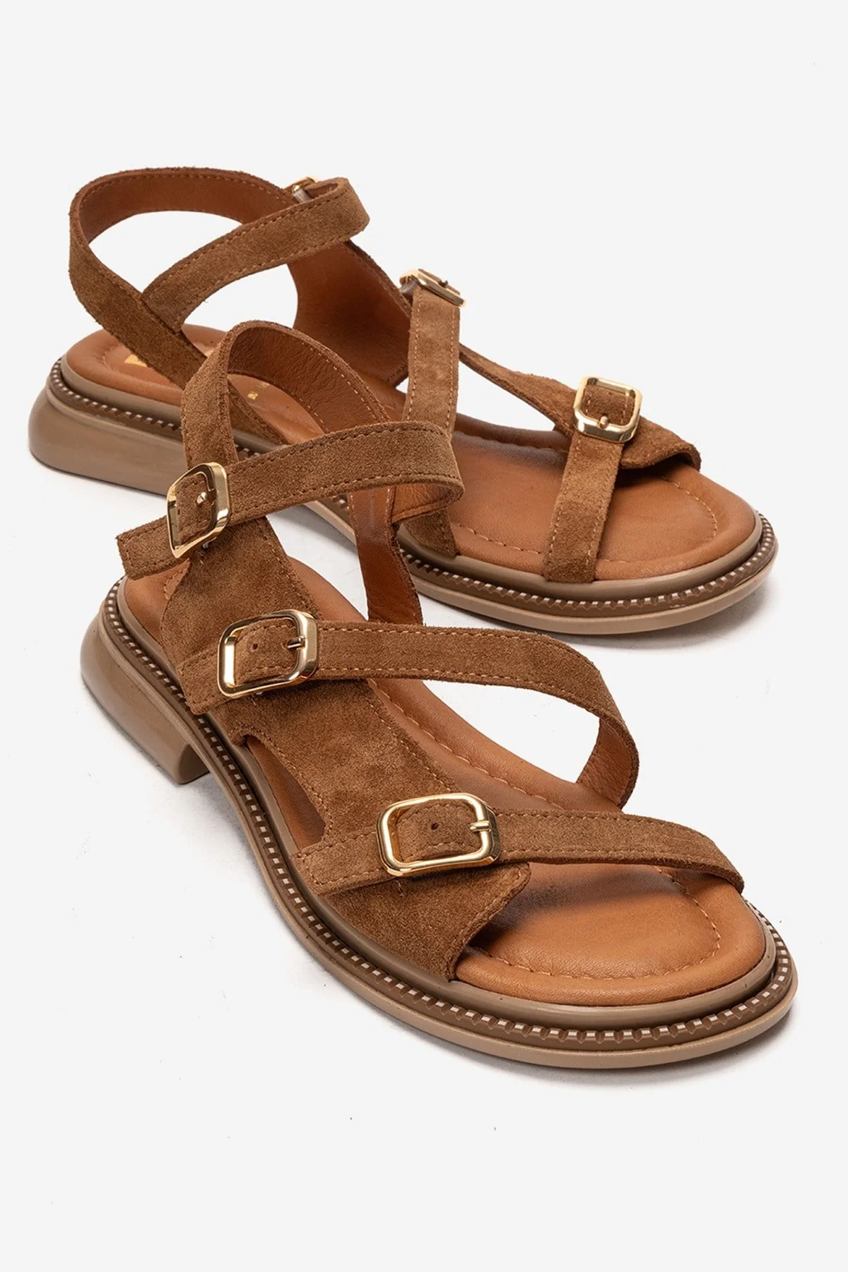 MOREZ - Camel Genuine Leather Sandal (Women)