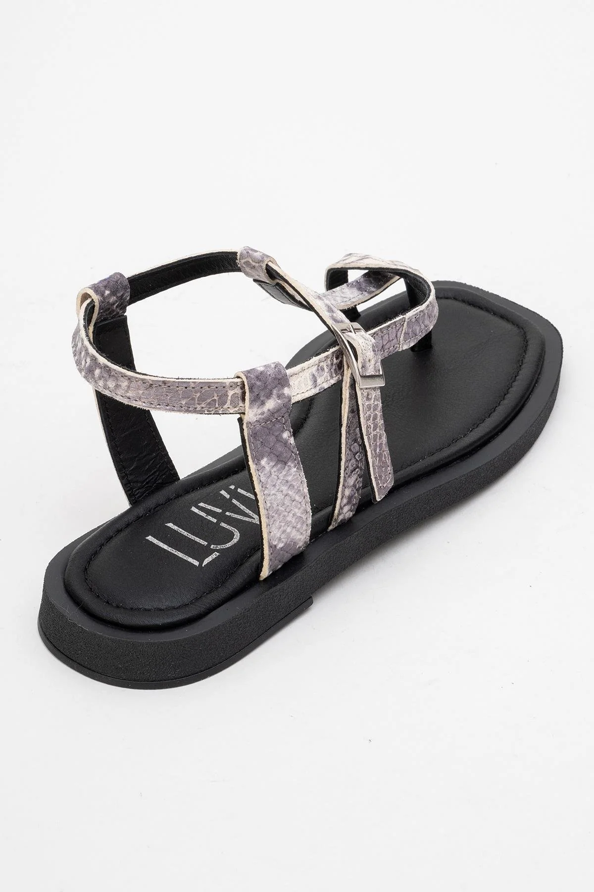 Morgana Black Leather Thong Sandal (Women) - Image 5