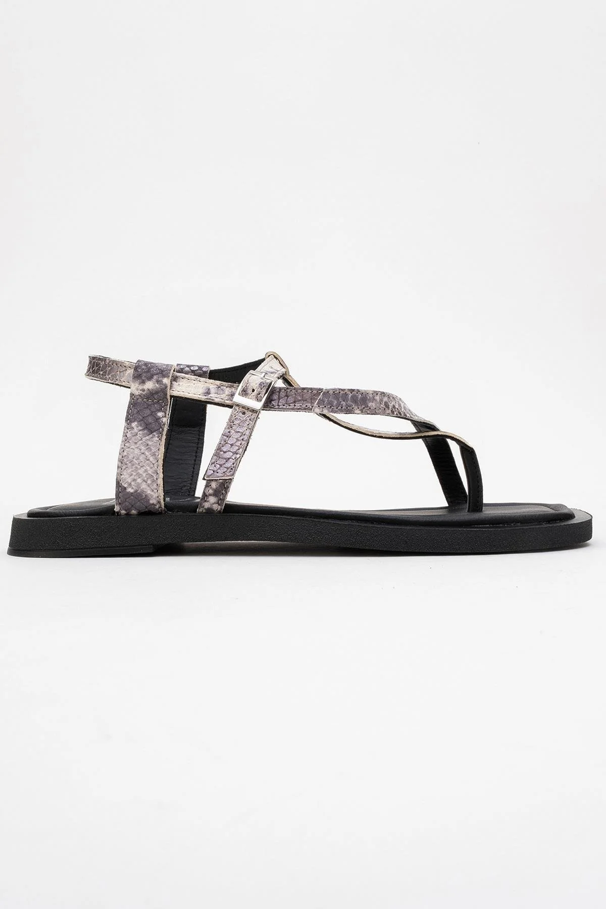 Morgana Black Leather Thong Sandal (Women) - Image 6