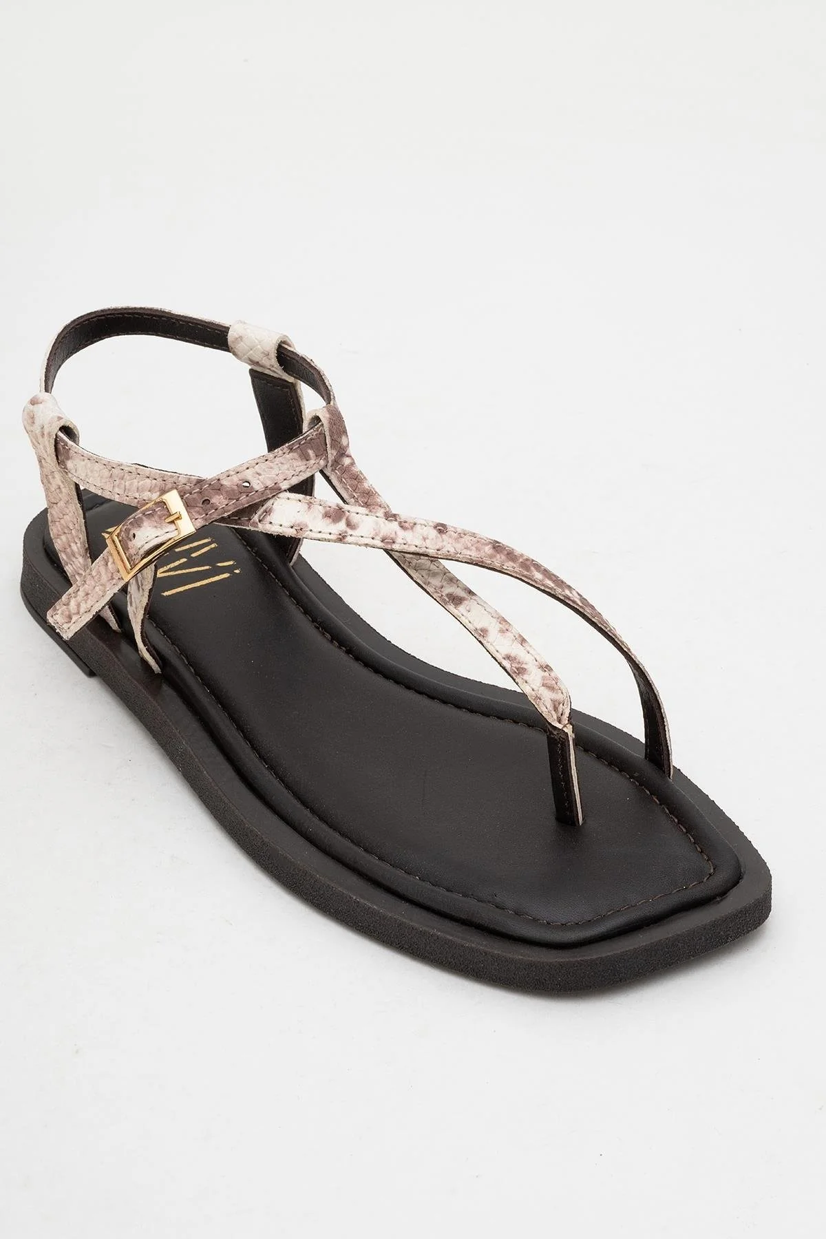 Morgana Brown Leather Thong Sandal (Women) - Image 3