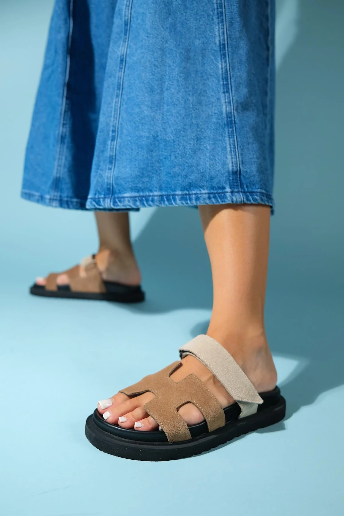 Morte - Cognac Beige Suede Leather Slide Sandal (Women) - Image 7