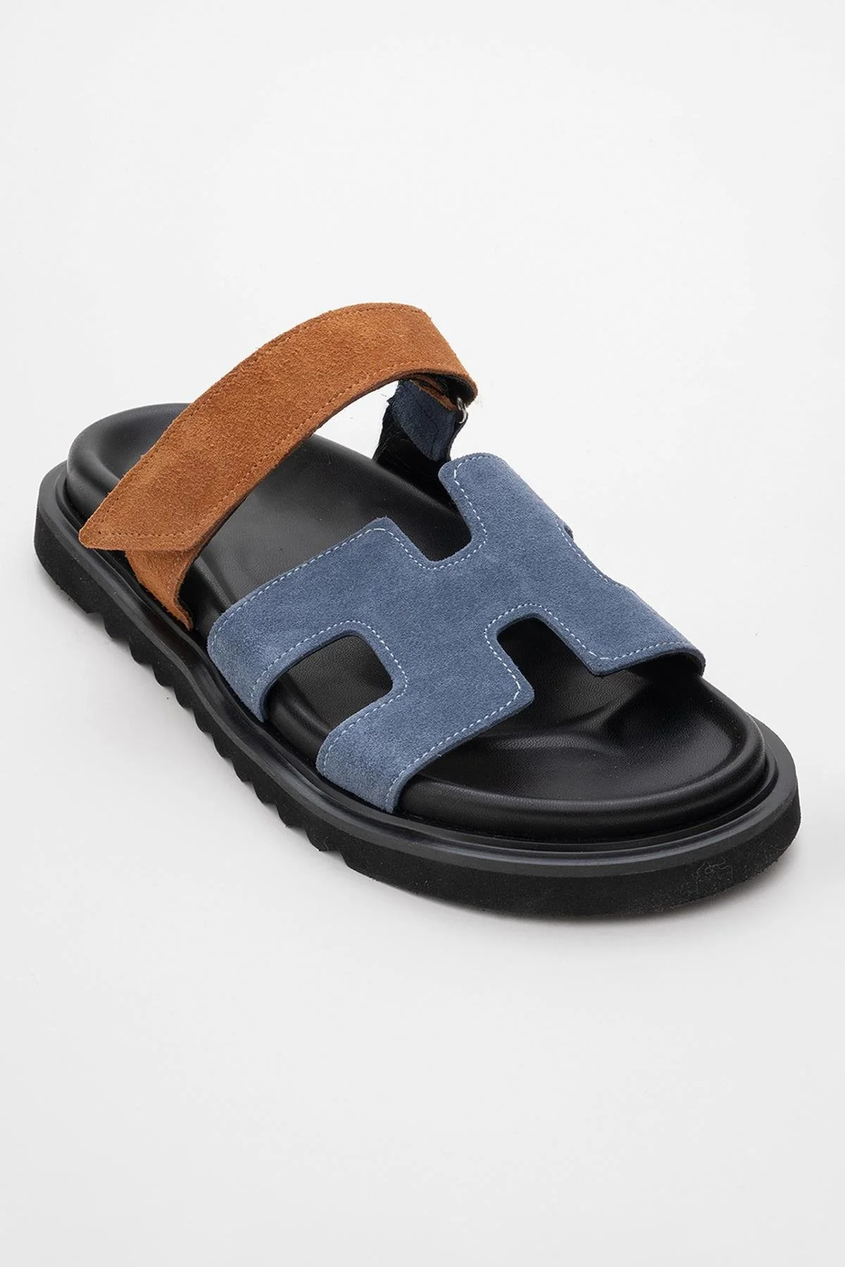 Morte - Navy Cognac Suede Leather Slide Sandal (Women) - Image 3