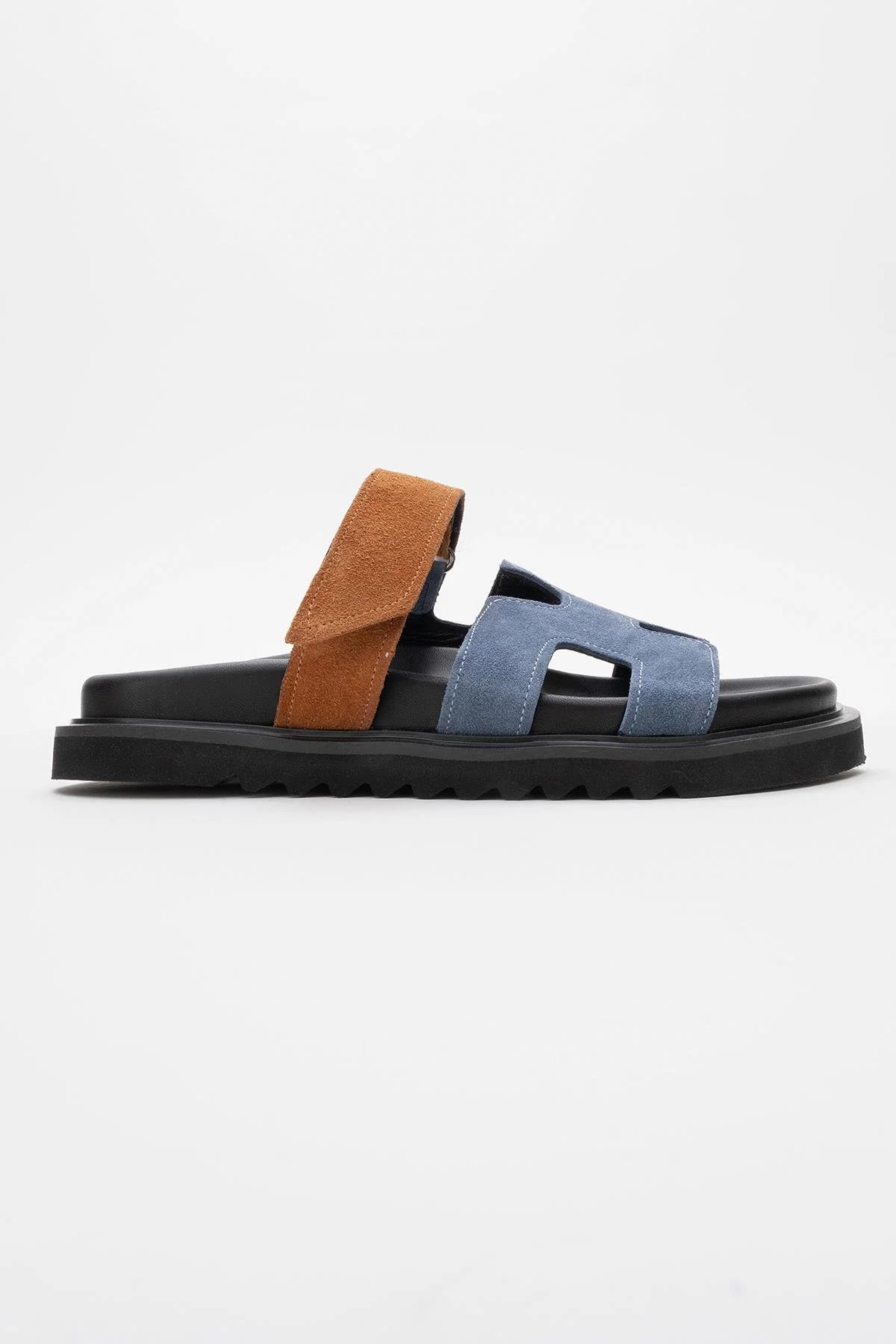 Morte - Navy Cognac Suede Leather Slide Sandal (Women) - Image 6
