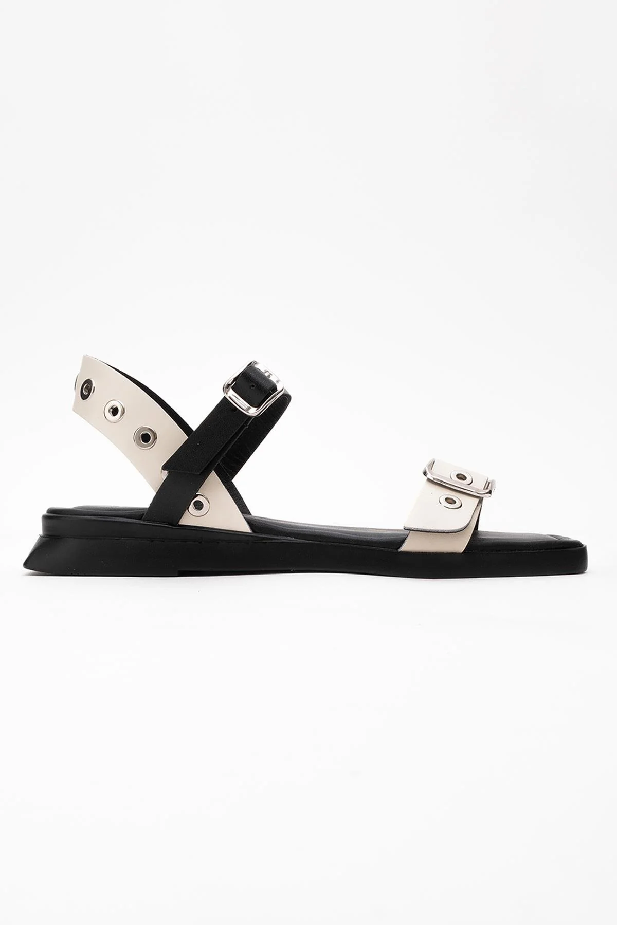 Mozes - Beige Black Leather Sandal (Women) - Image 6