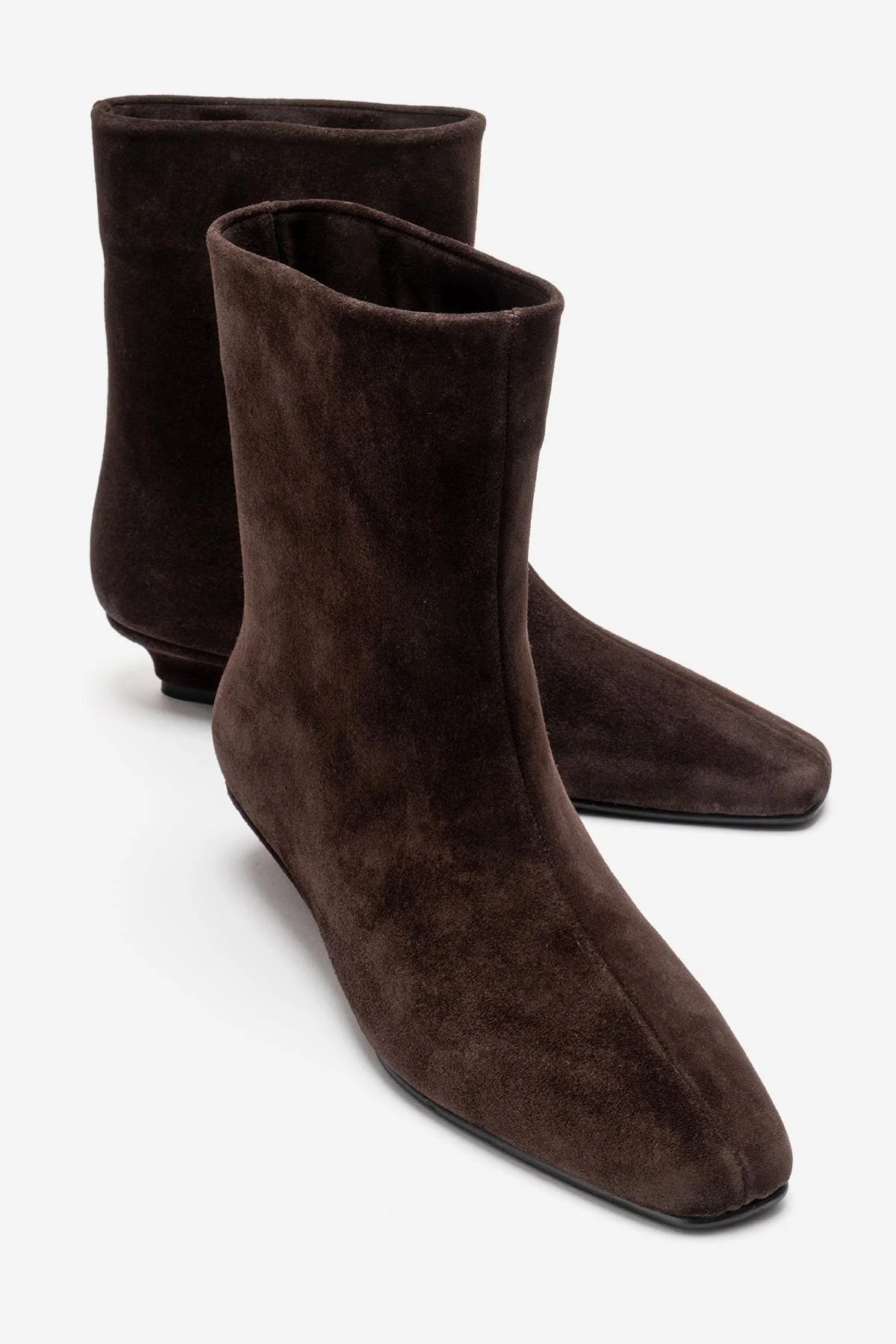 NACHO - Brown Genuine Leather Minimal Block Heel Ankle Boot (Women)