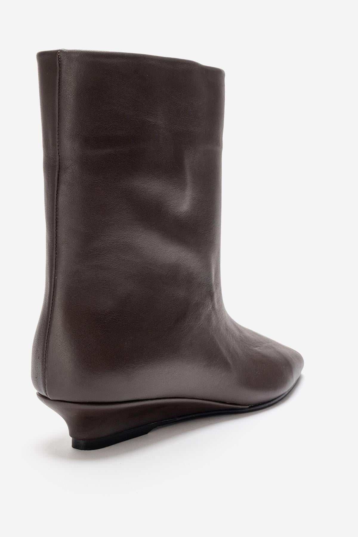 NACHO - Brown Genuine Leather Minimal Block Heel Ankle Boot (Women) - Image 5