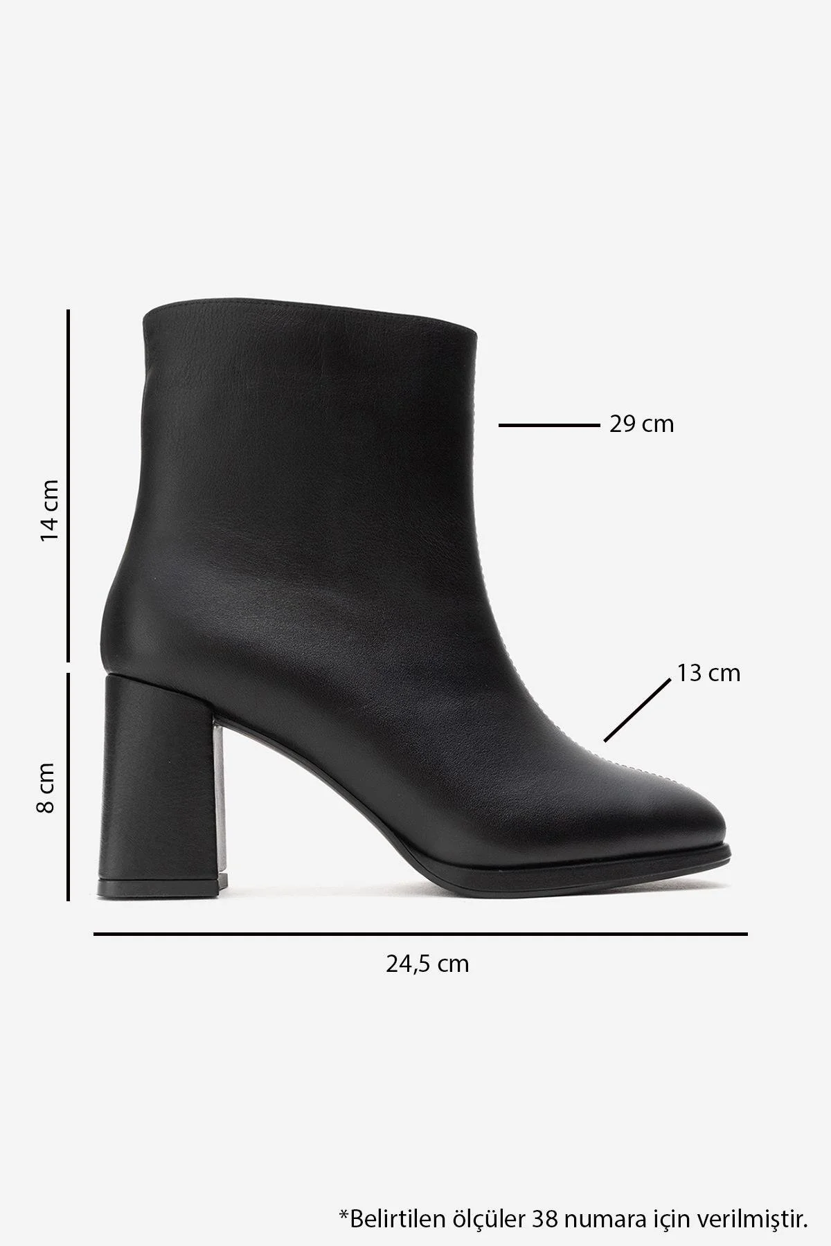 Napoli - Black Genuine Leather Block Heel Ankle Boot (Women) - Image 6