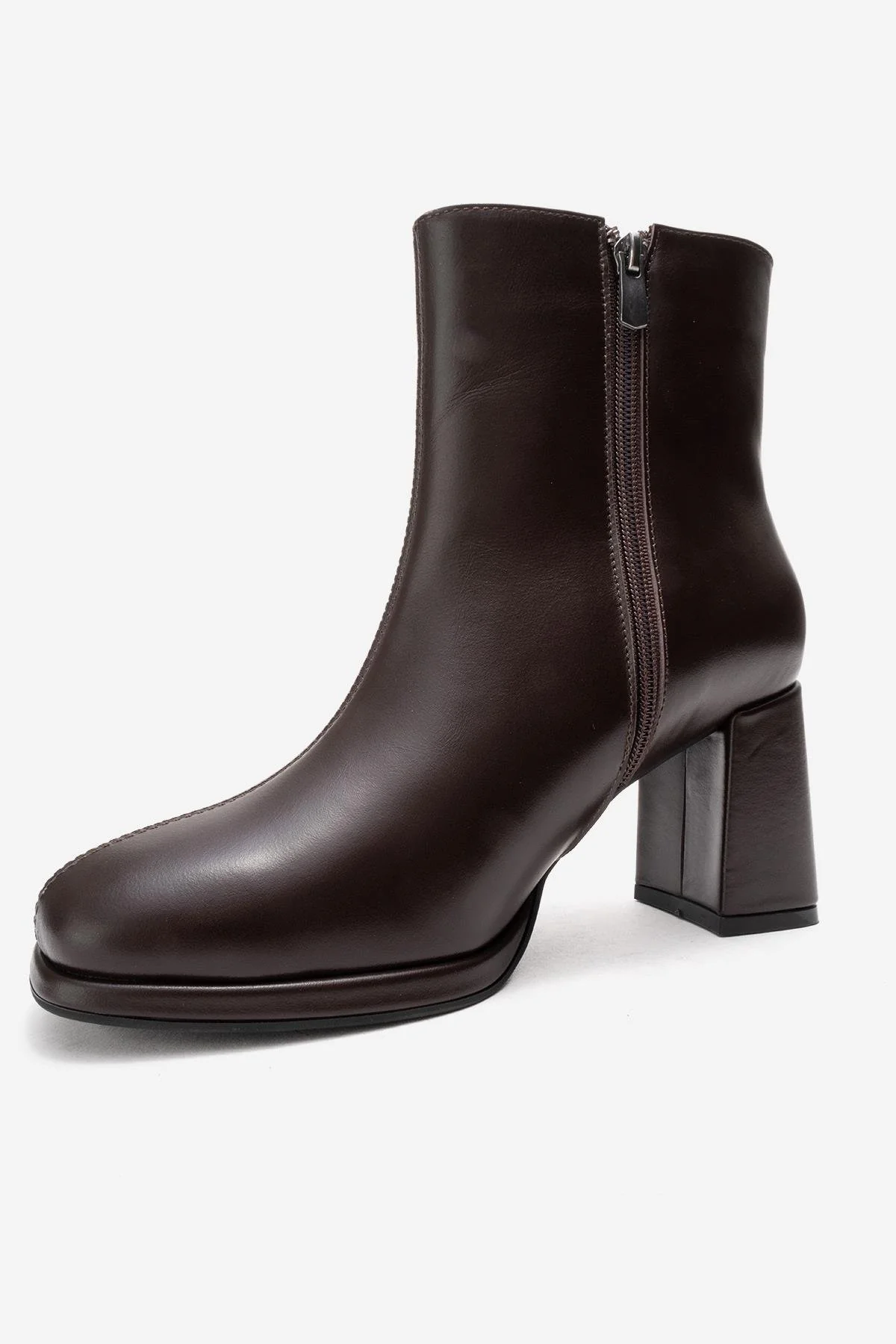 NAPOLI - Brown Genuine Leather Block Heel Boot (Women) - Image 4