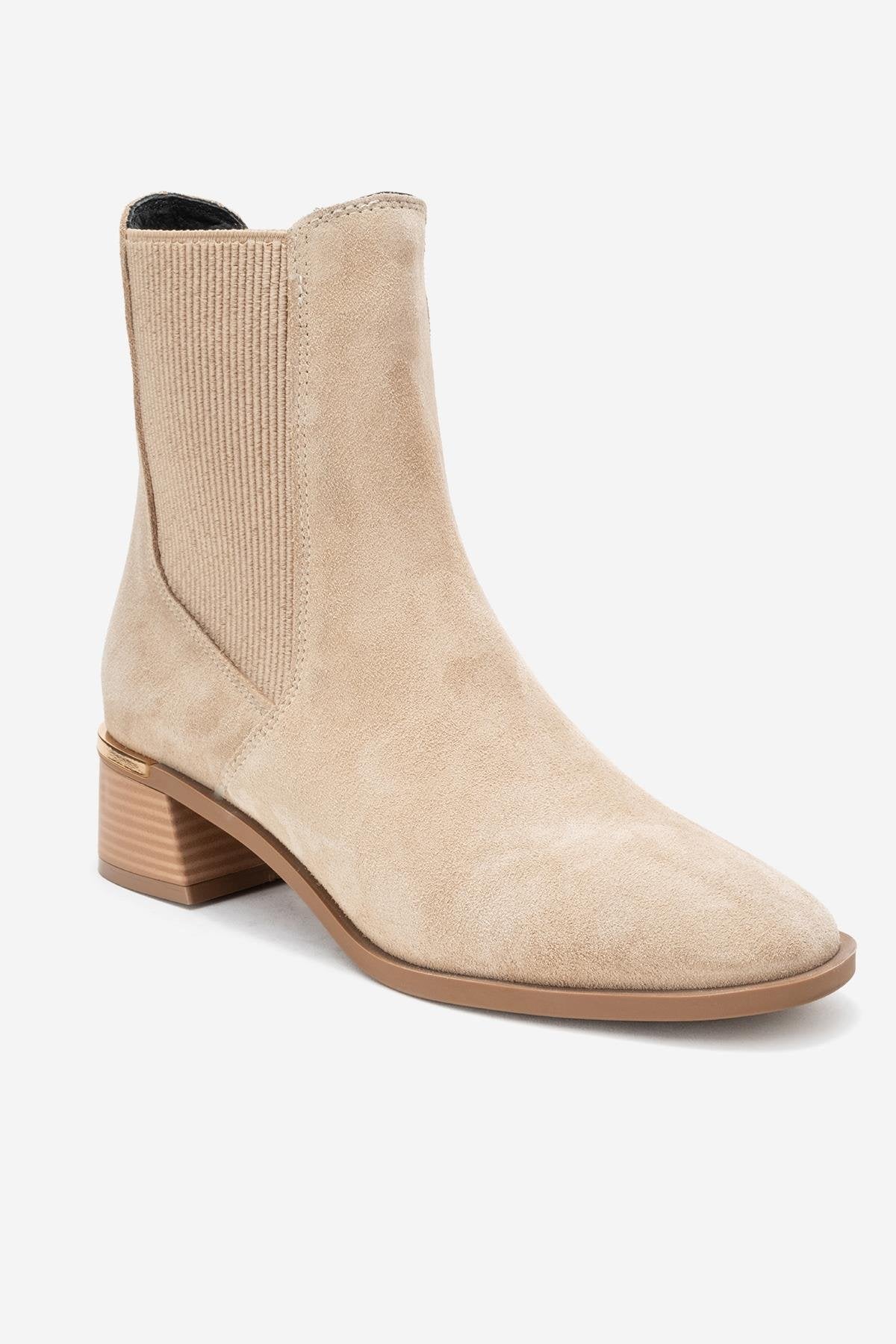 Neiva - Beige Suede Genuine Leather Chelsea Boot (Women) - Image 3