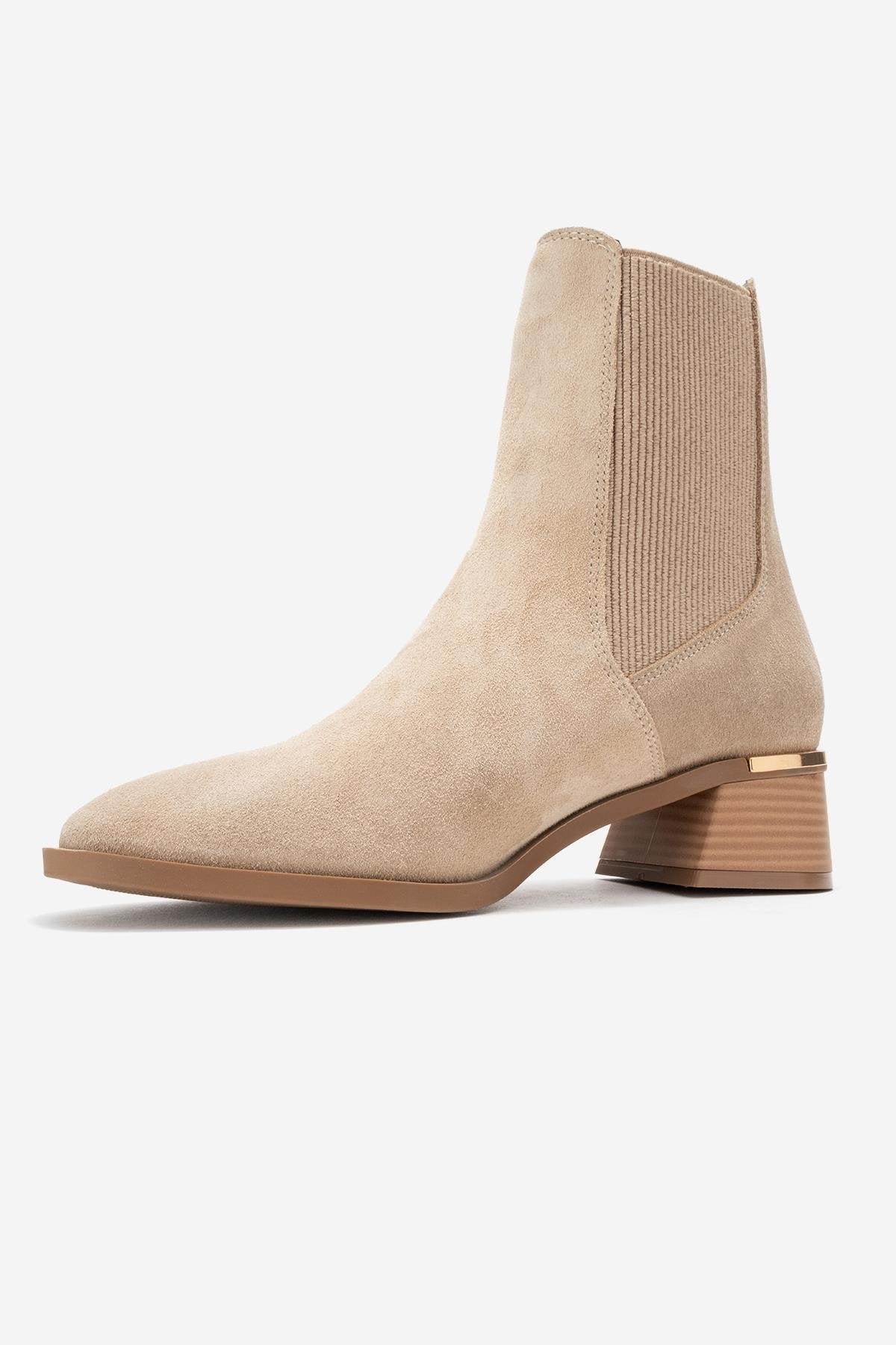 Neiva - Beige Suede Genuine Leather Chelsea Boot (Women) - Image 4