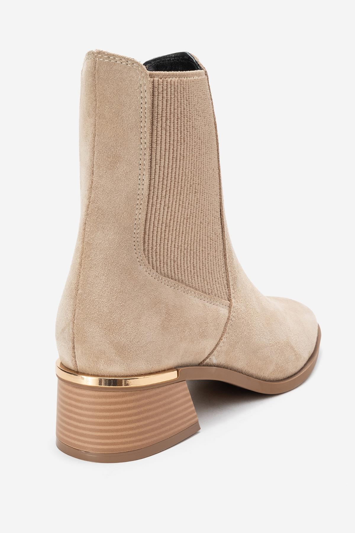 Neiva - Beige Suede Genuine Leather Chelsea Boot (Women) - Image 5