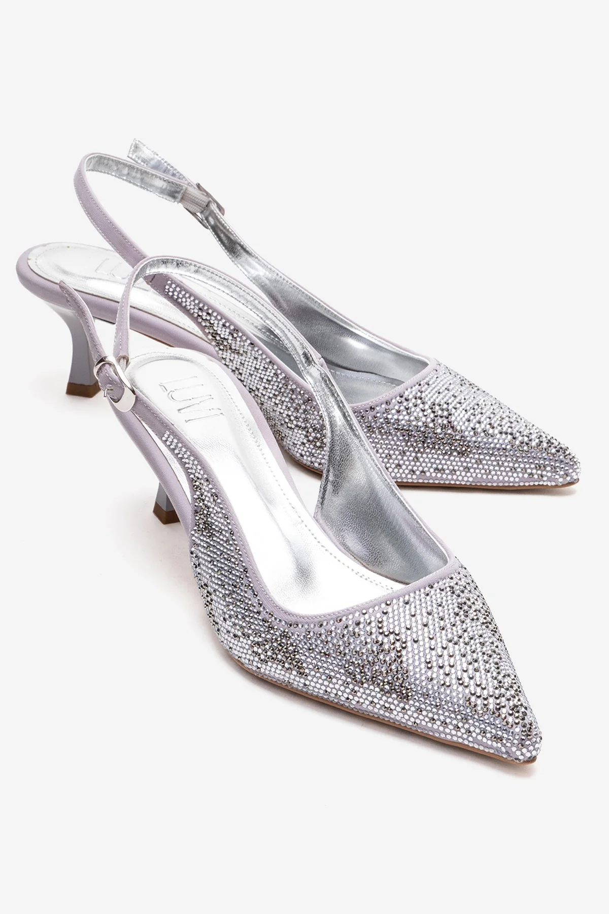 NELLA - Silver Jeweled Slingback Stiletto Pump (Women)