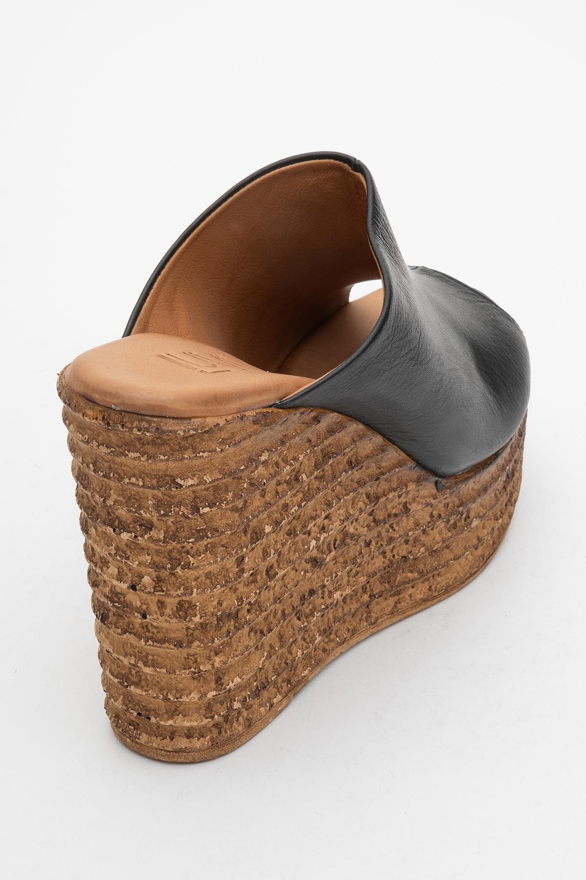 Nelly Black Leather Platform Slide (Women) - Image 5