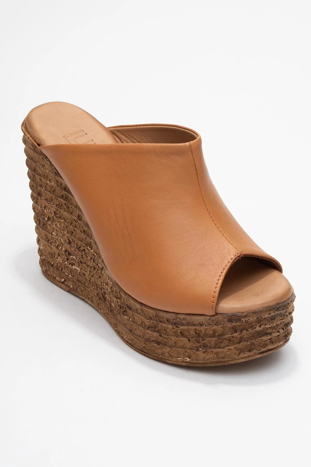 Nelly Cognac Brown Leather Platform Slide (Women) - Image 3