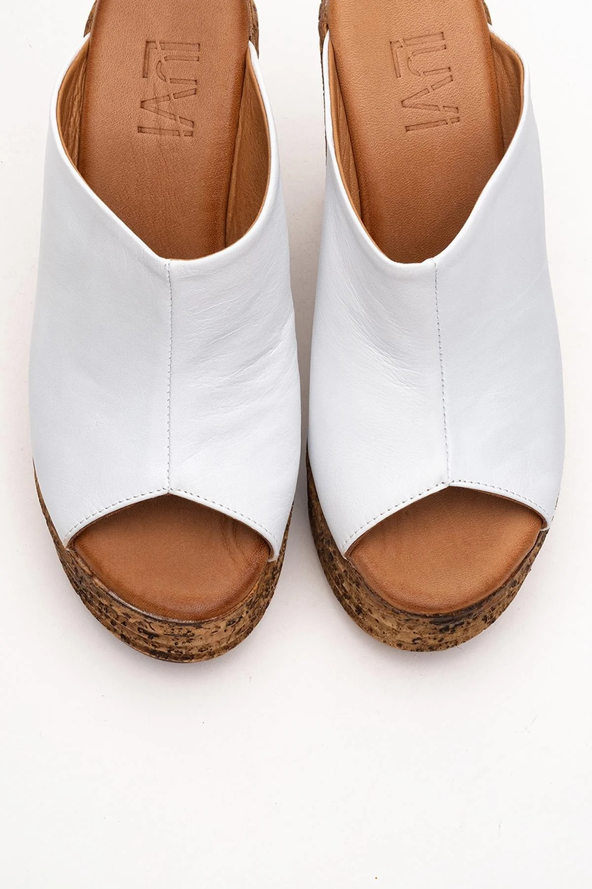 Nelly White Leather Platform Slide (Women) - Image 2