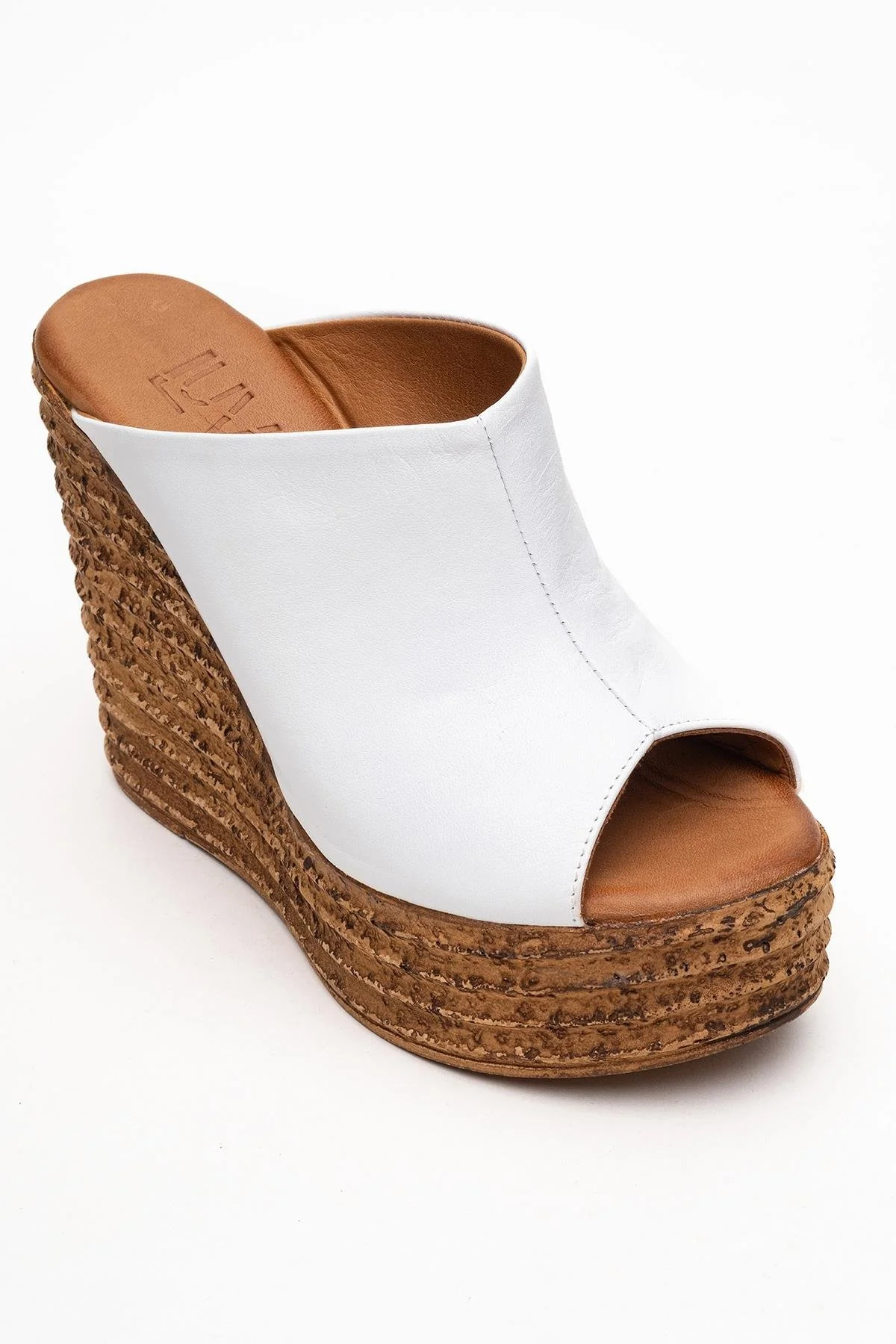 Nelly White Leather Platform Slide (Women) - Image 3