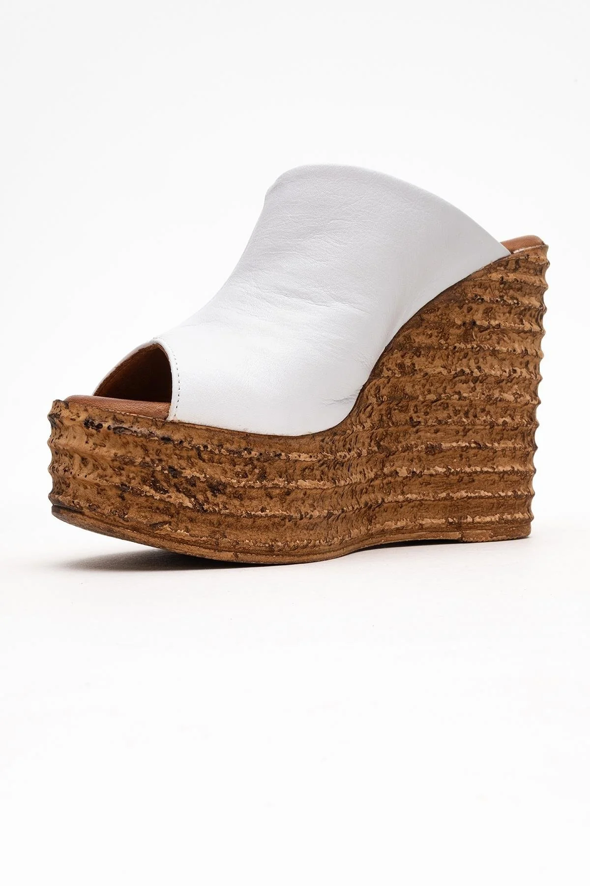 Nelly White Leather Platform Slide (Women) - Image 4
