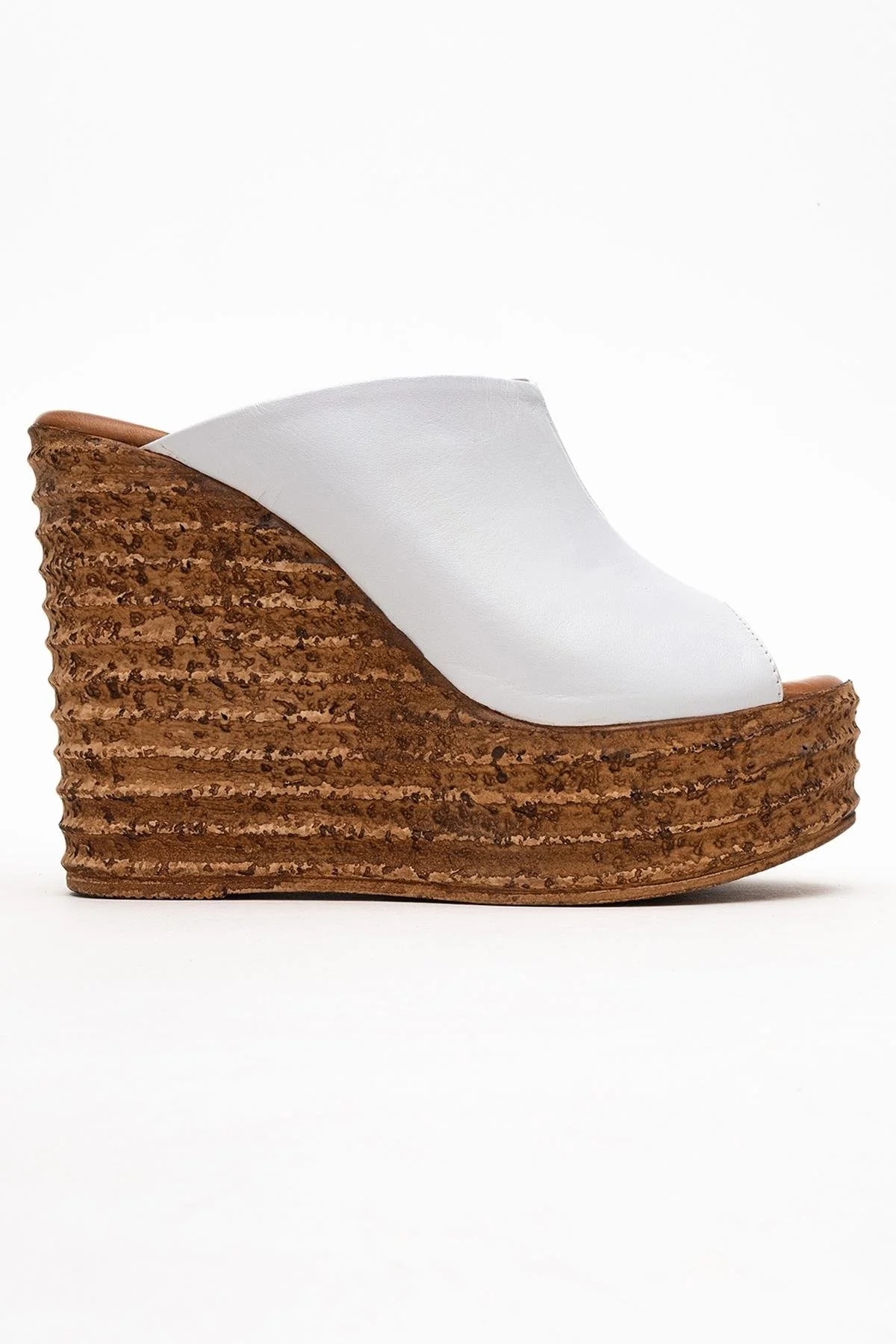 Nelly White Leather Platform Slide (Women) - Image 6