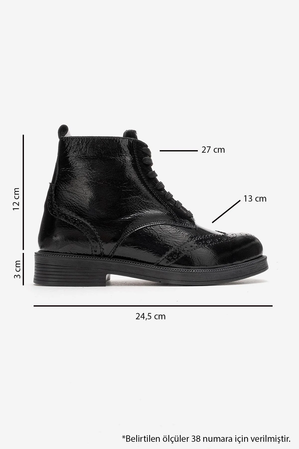 NELVY - Black Patent Genuine Leather Flat Boot (Women) - Image 3